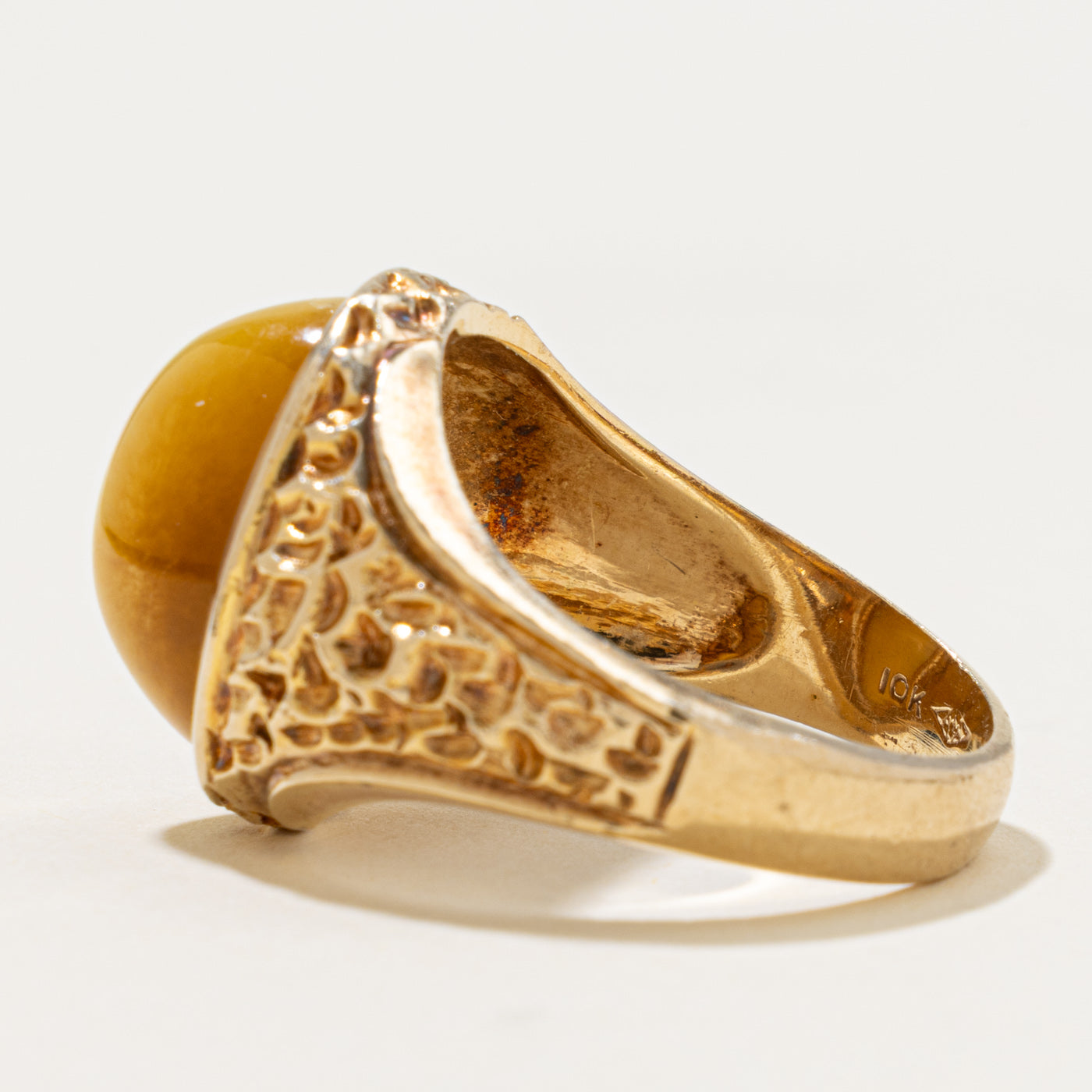 10k Tiger's Eye Nuggety Signet Ring | 9.00ct | SZ 10
