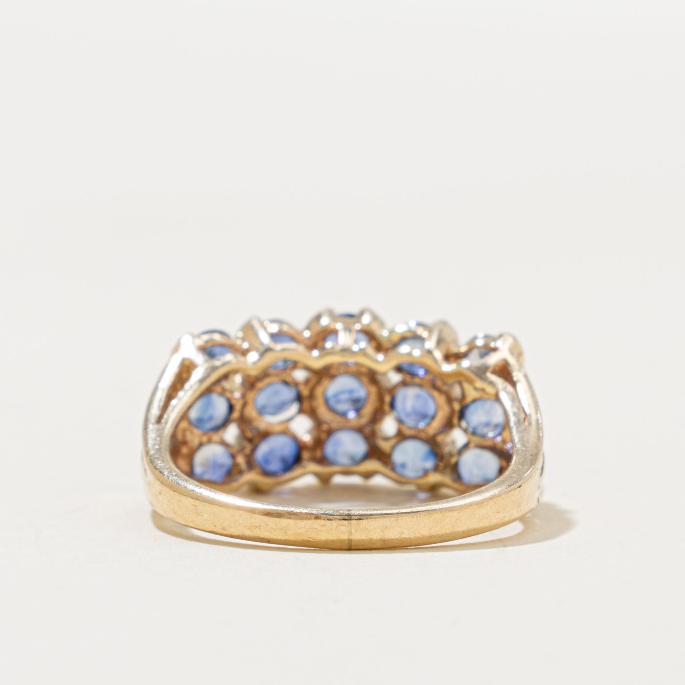 10k Semi Bezel Set Sapphire Multi Column Ring | 1.70ct | SZ 6