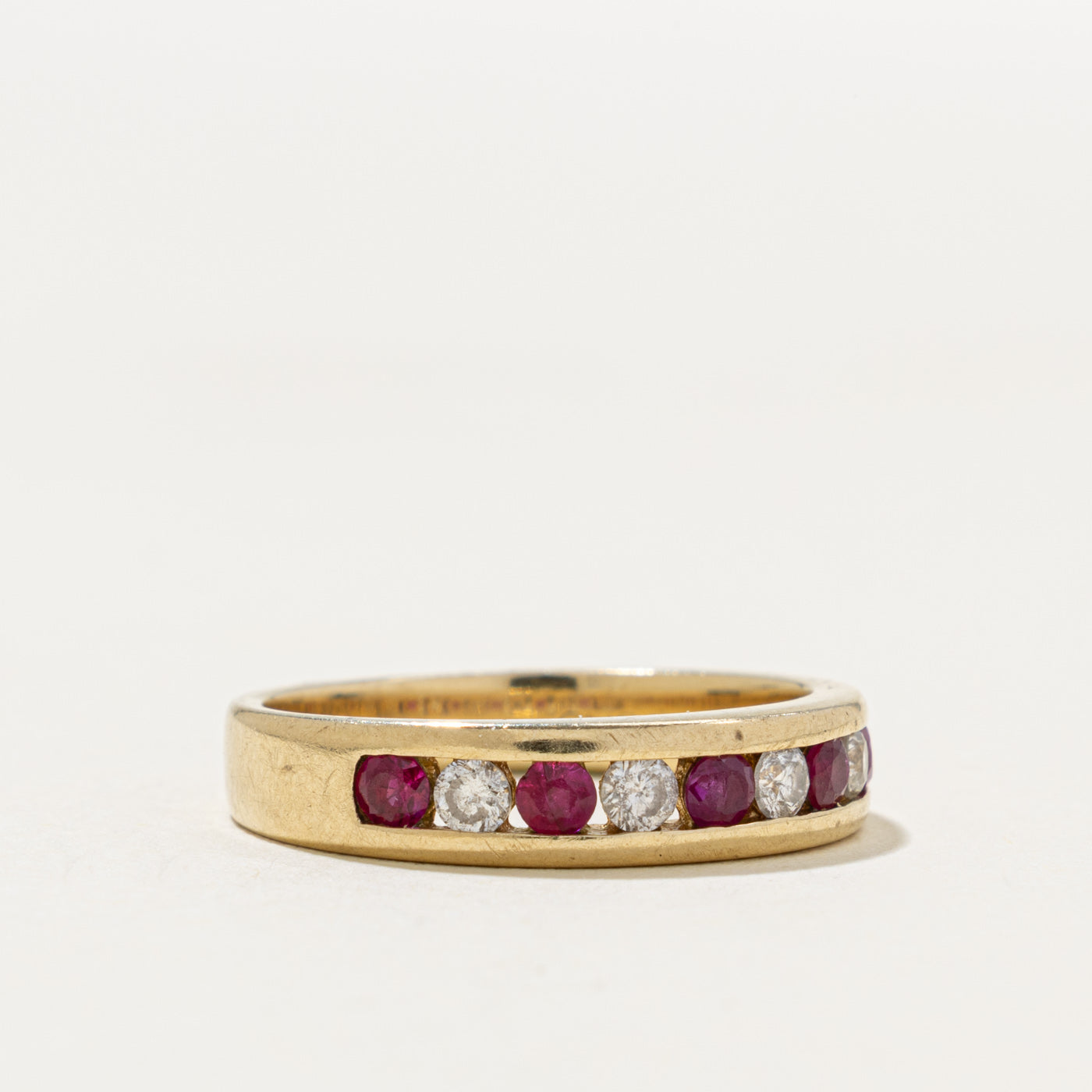 14k Semi Eternity Ruby & Diamond Band | 0.30ctw, 0.20ctw | 4.45mm | SZ 6.75