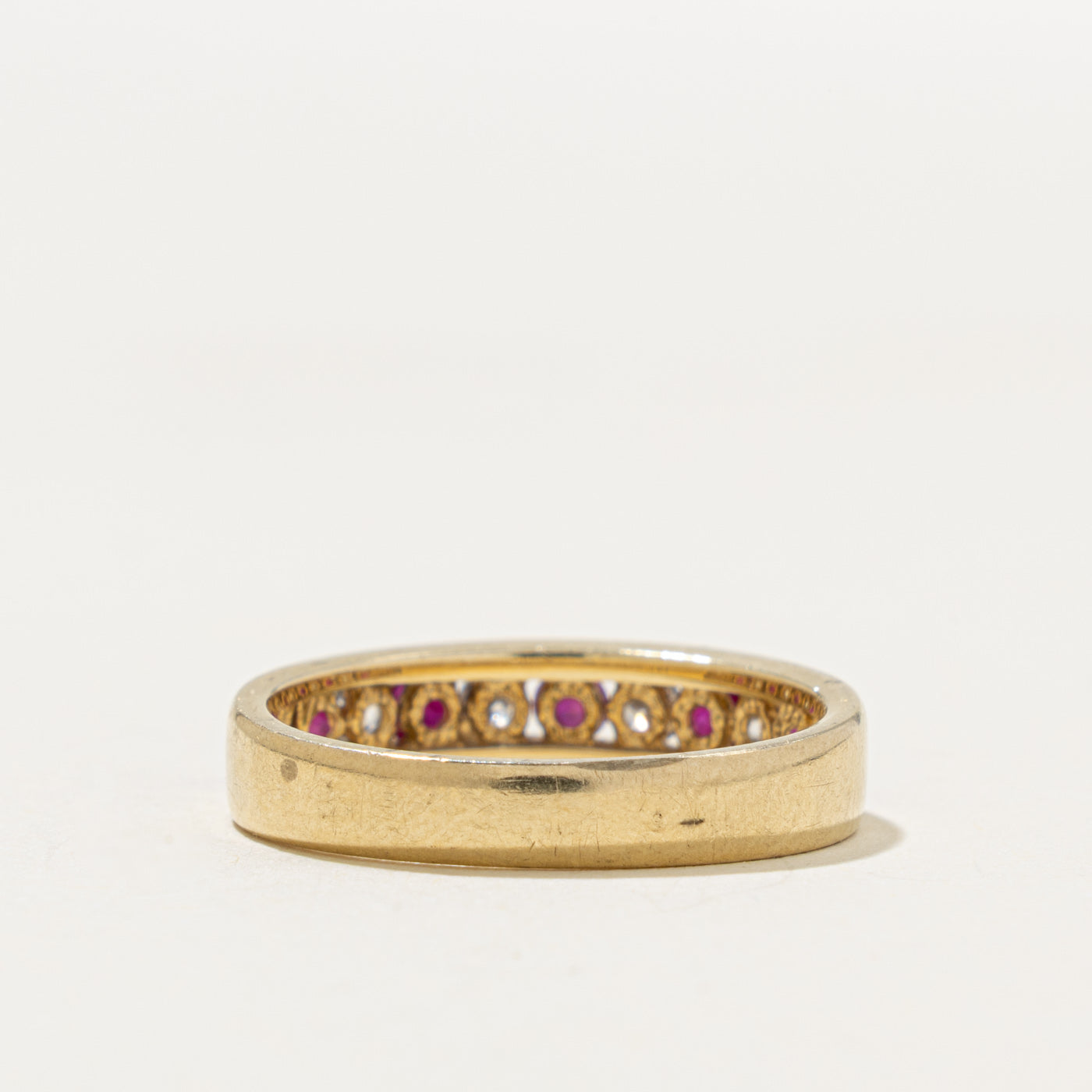 14k Semi Eternity Ruby & Diamond Band | 0.30ctw, 0.20ctw | 4.45mm | SZ 6.75