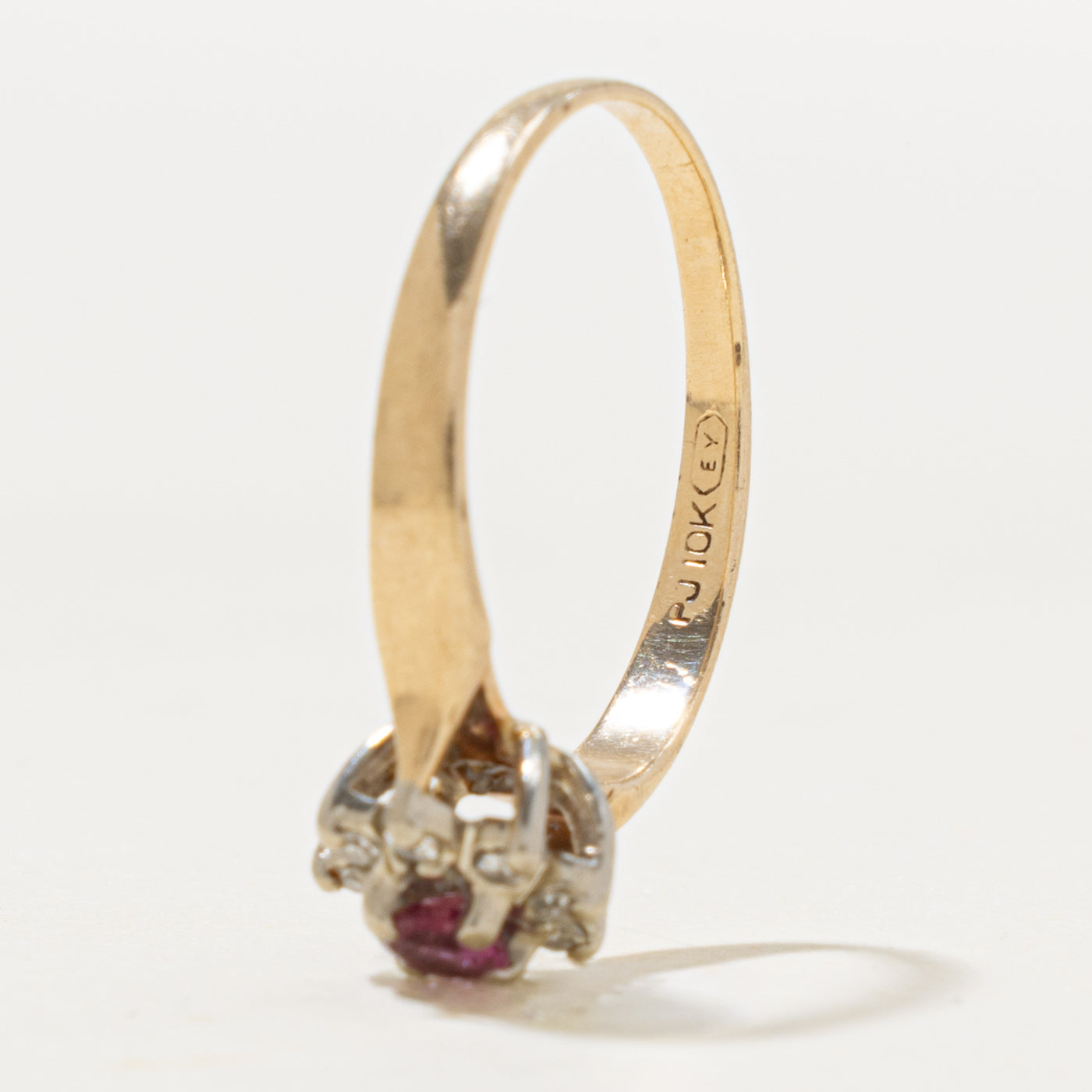 10k Ruby & Diamond Petal Halo Floral Ring | 0.18ct, 0.08ctw | SZ 6.25