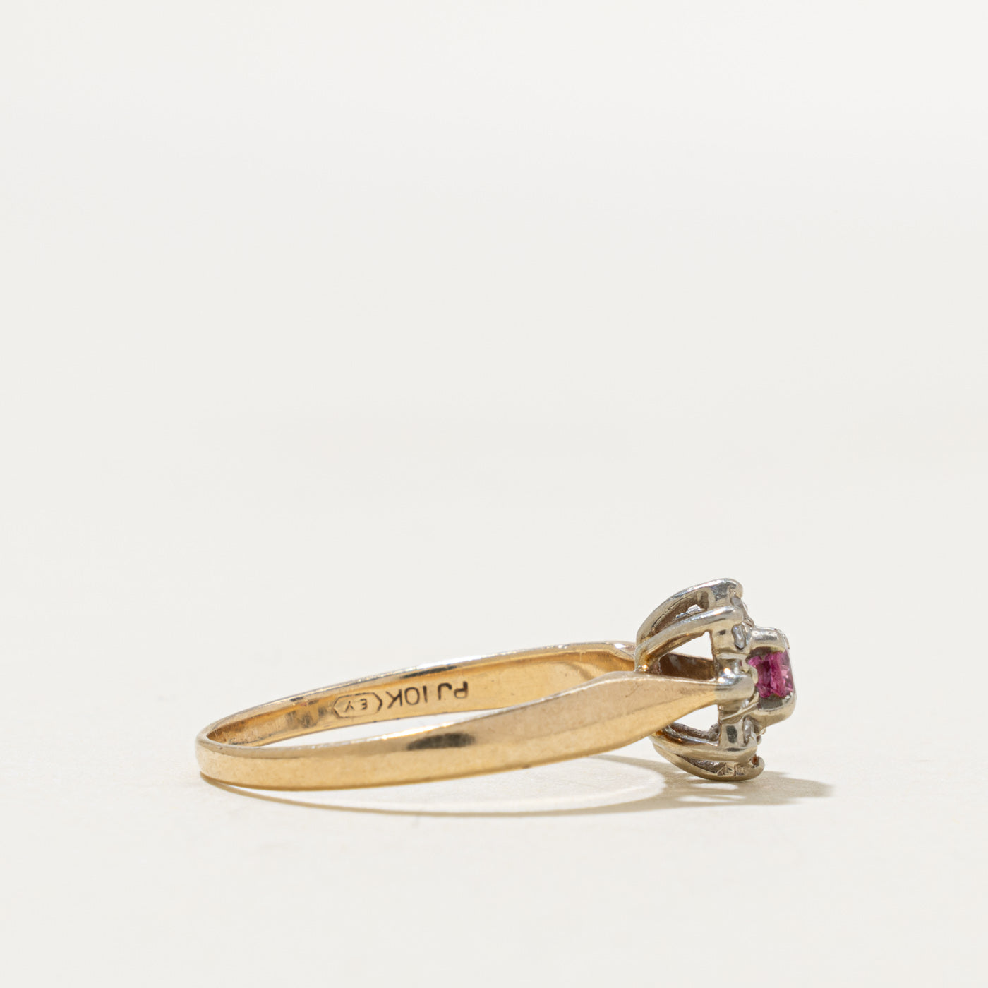 10k Ruby & Diamond Petal Halo Floral Ring | 0.18ct, 0.08ctw | SZ 6.25