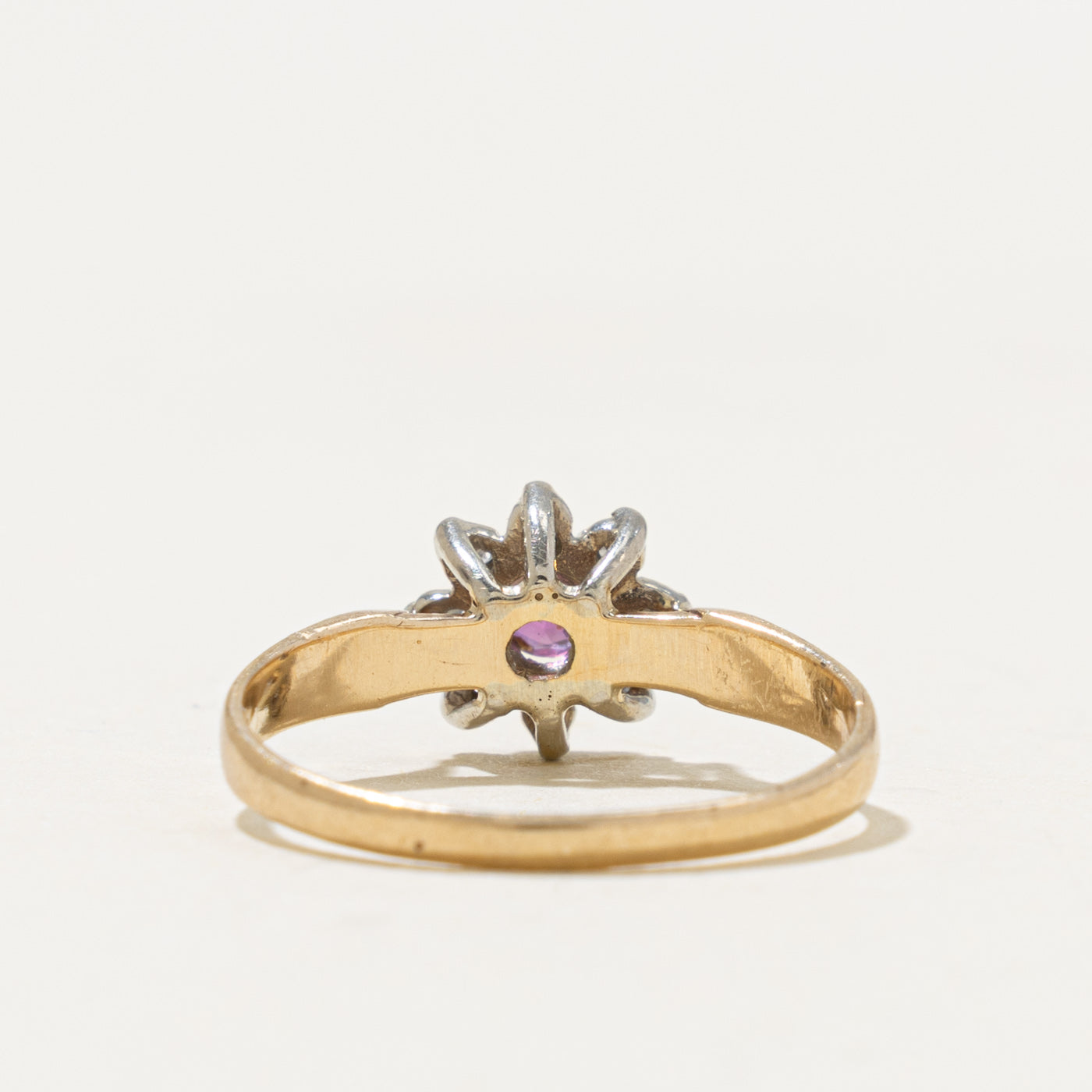 10k Ruby & Diamond Petal Halo Floral Ring | 0.18ct, 0.08ctw | SZ 6.25