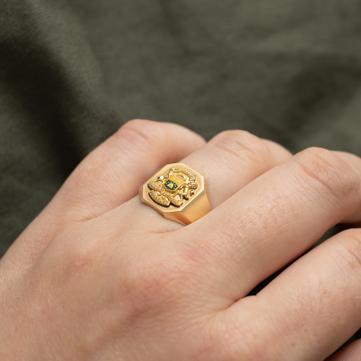 'Birks' Vintage Canadian 10k Hamilton Coat of Arms Signet Ring | SZ 6.25