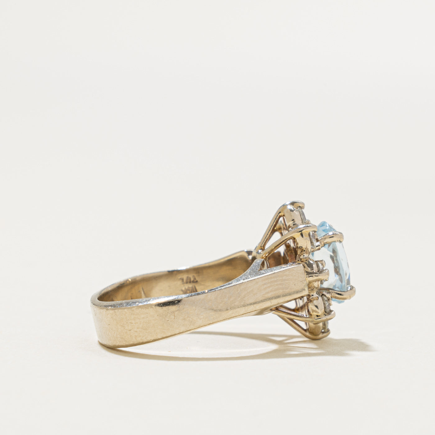14k Aquamarine & Diamond Petal Halo Ring | 0.80ct, 0.36ctw | SZ 4.25