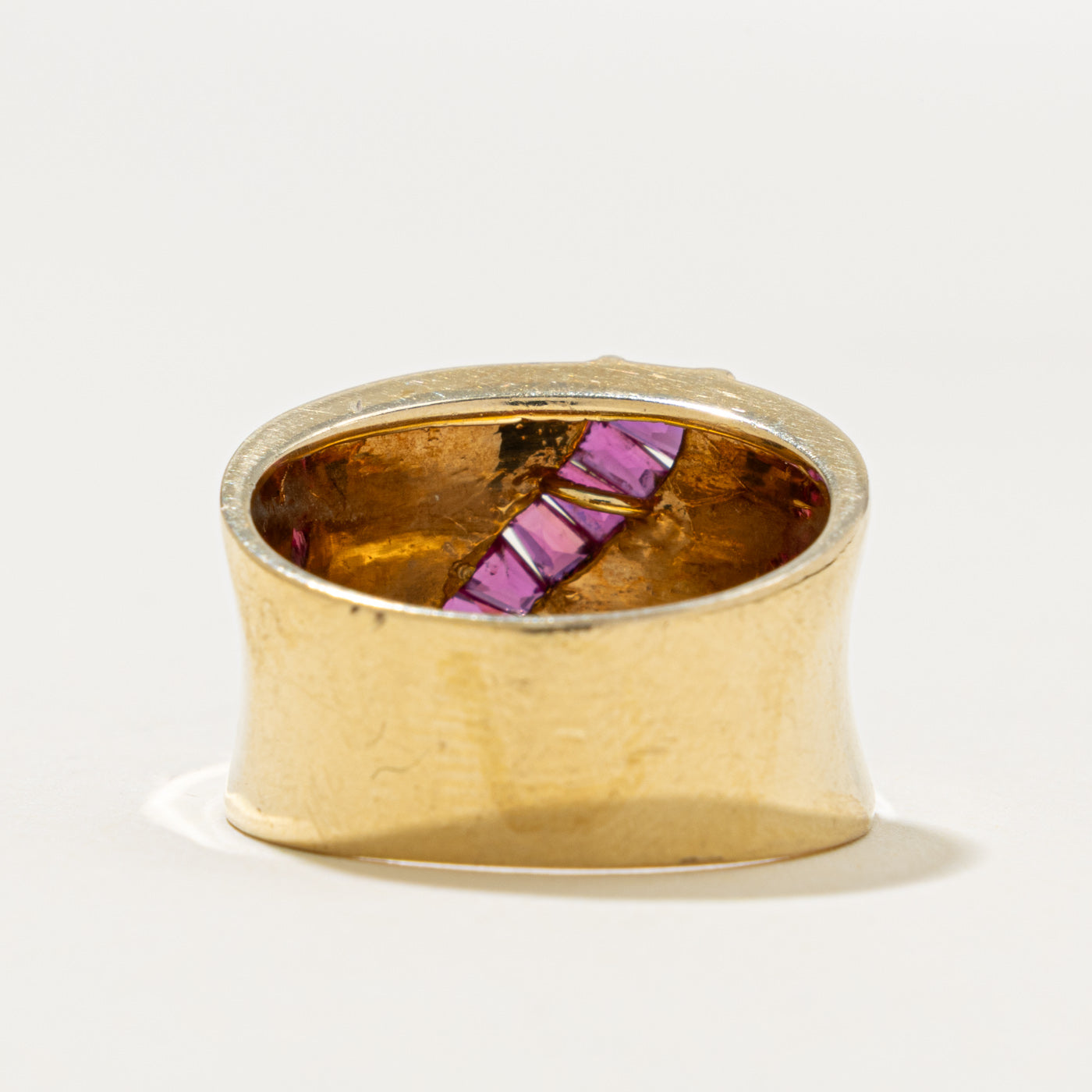 14k Channel Set Ruby Waterfall Cigar Band | 0.70ct | 13.4mm | SZ 7
