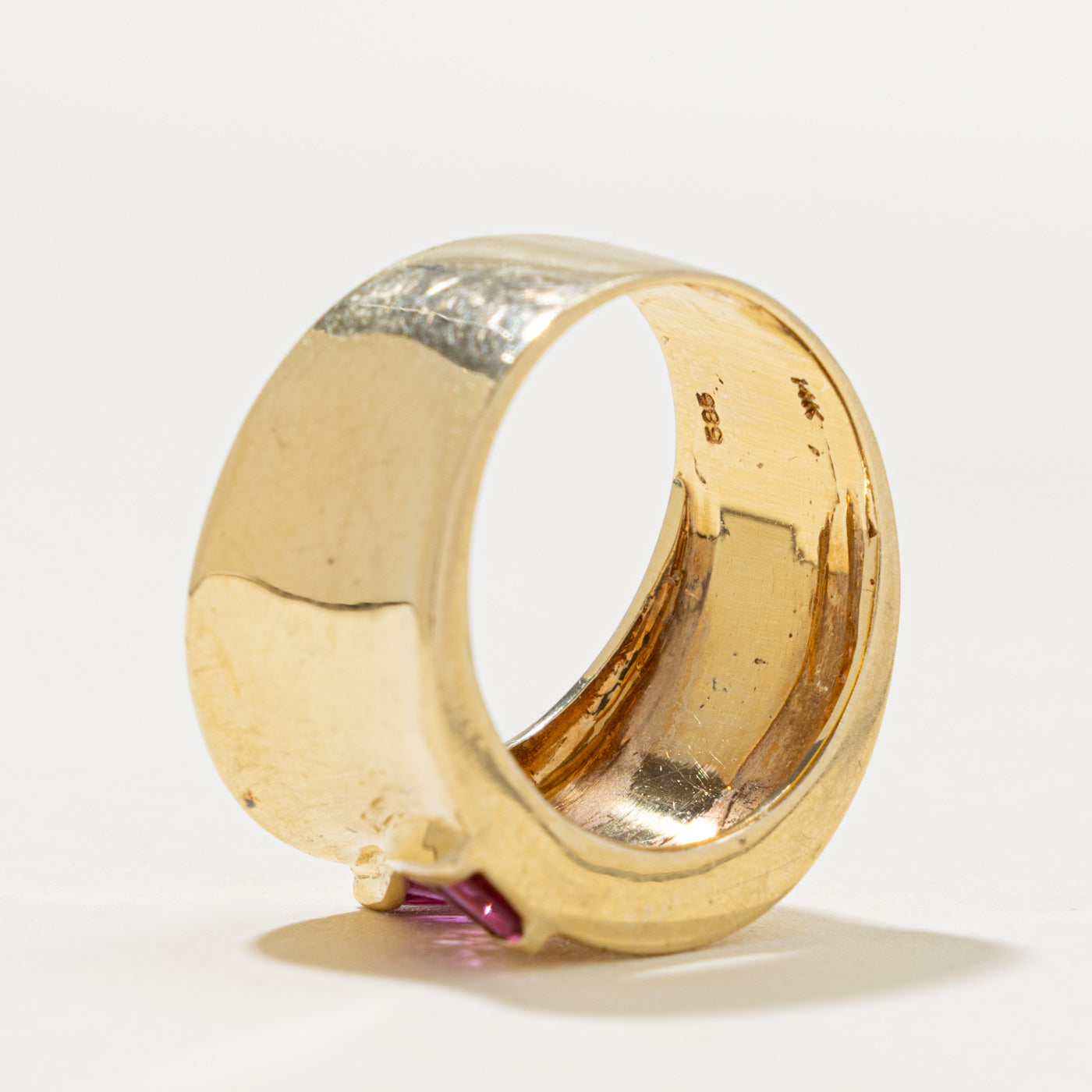 14k Channel Set Ruby Waterfall Cigar Band | 0.70ct | 13.4mm | SZ 7
