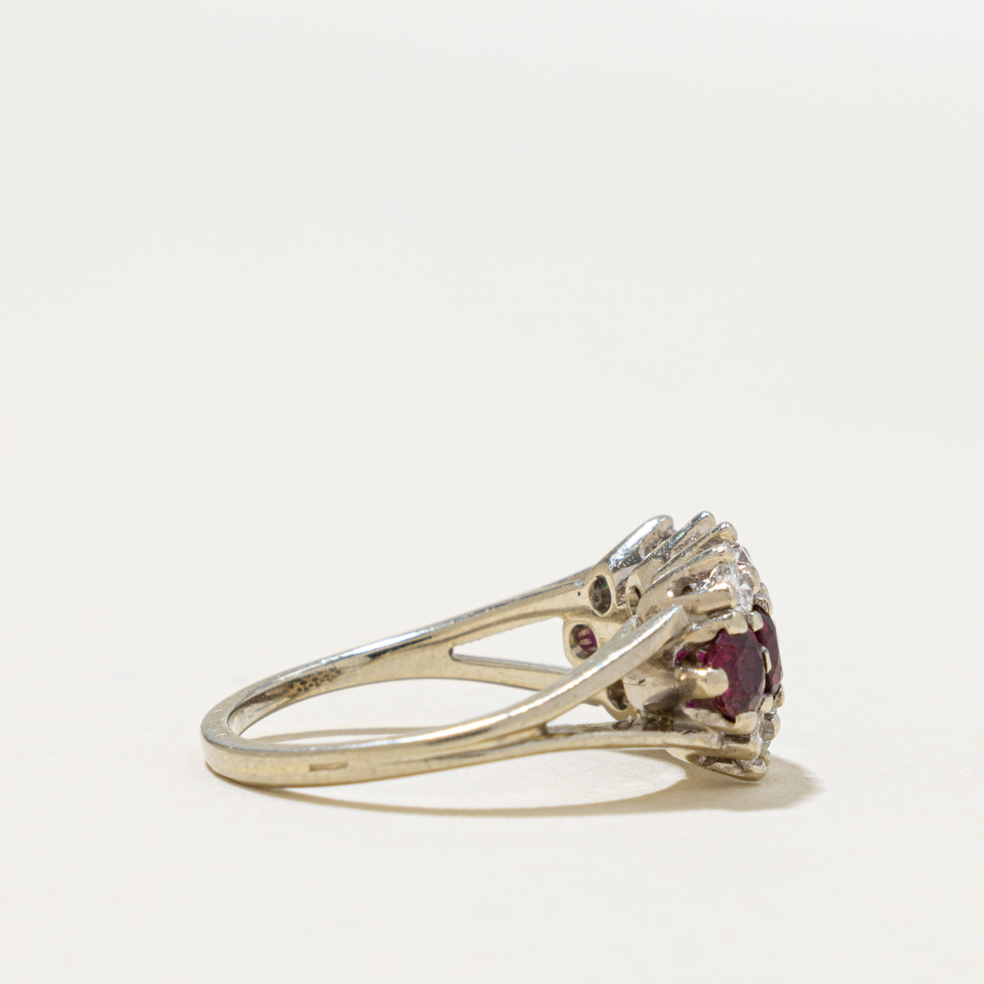 18k Multi Row Ruby & Diamond Ring | 0.70ct, 0.24ctw | SZ 4.25