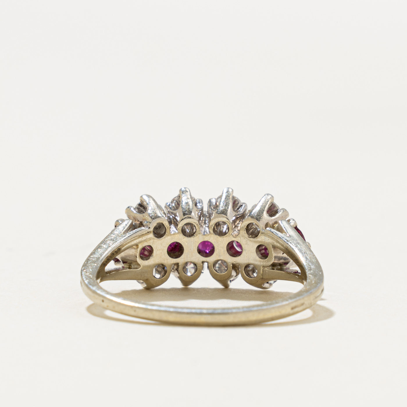 18k Multi Row Ruby & Diamond Ring | 0.70ct, 0.24ctw | SZ 4.25