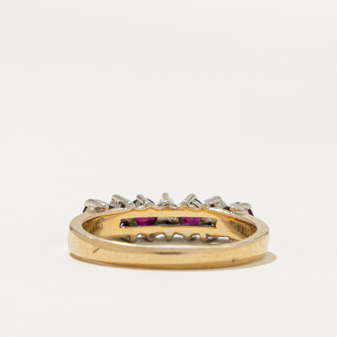 14k Four Stone Ruby & Diamond Accented Band | 0.68ct, 0.12ctw | SZ 6.25