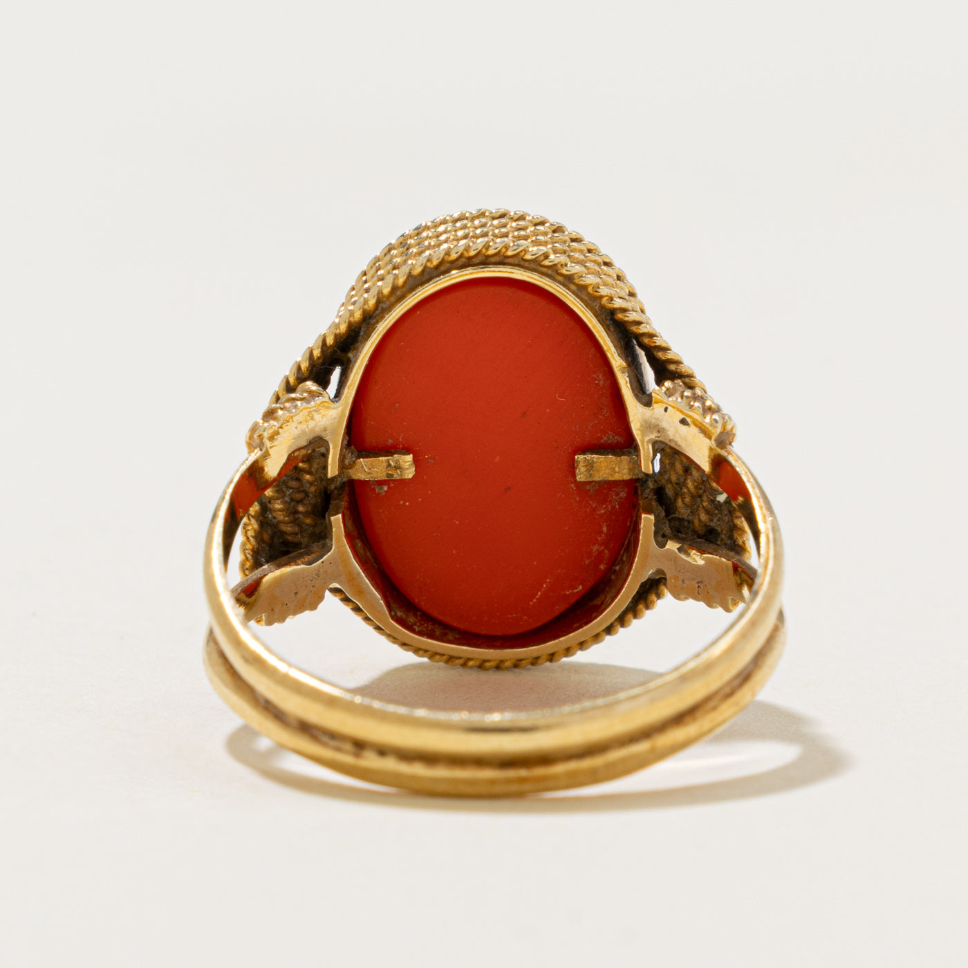 16k Solitaire Imitation Coral Rope Ornate Cocktail Ring | 4.00ct | SZ 7.25
