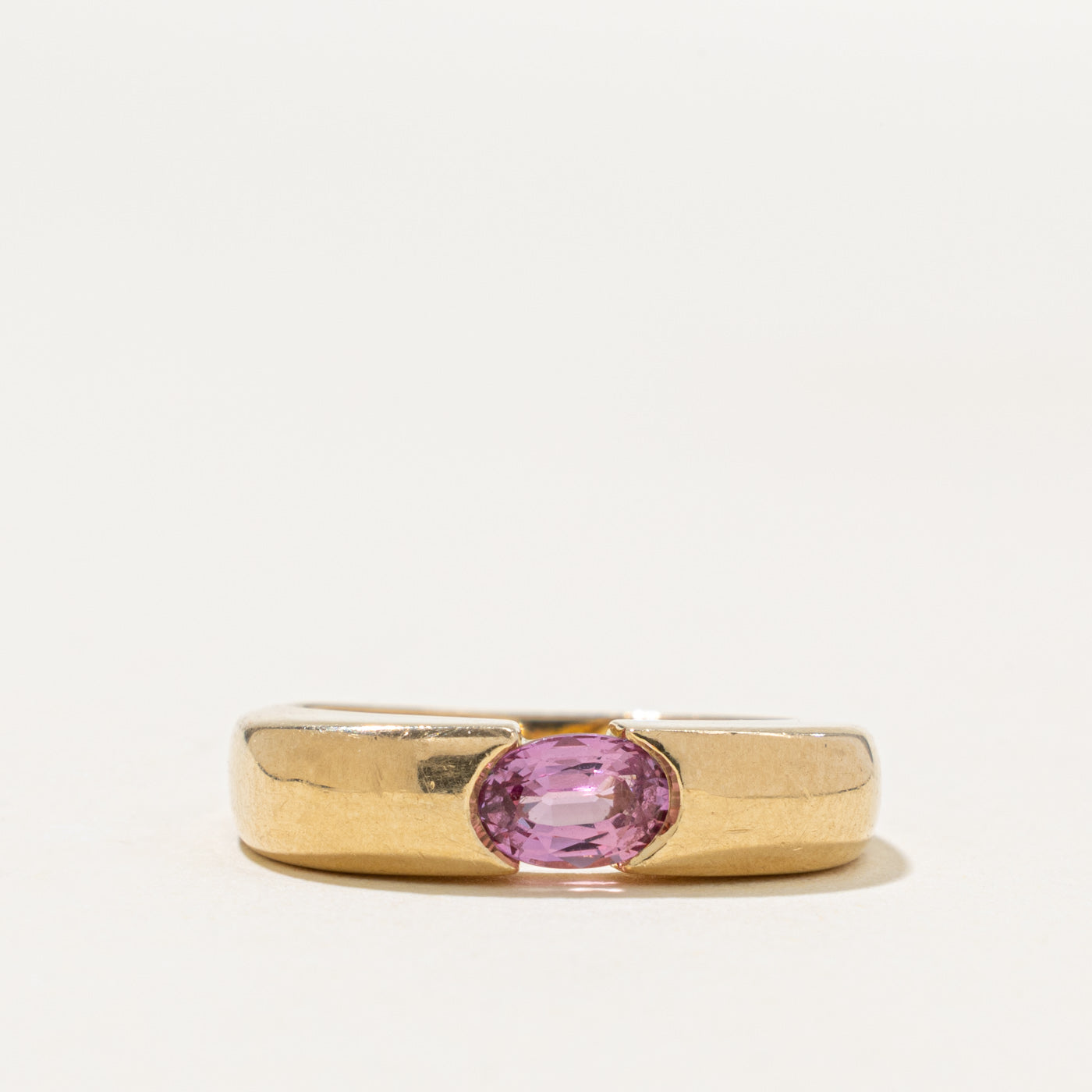 14k Solitaire East West Pink Sapphire Ring | 0.50ct | SZ 4.75
