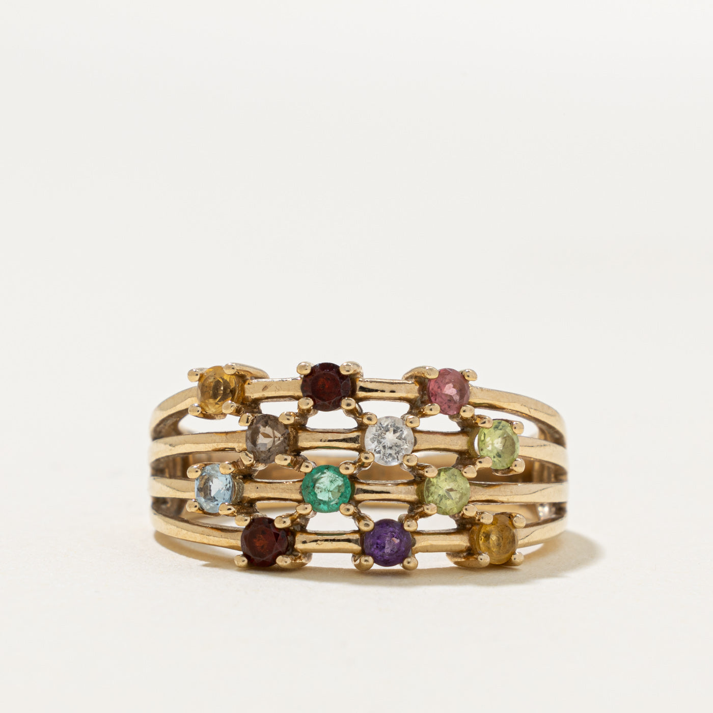 10k Scattered Multi Gemstone Layered Ring | 0.60ct
