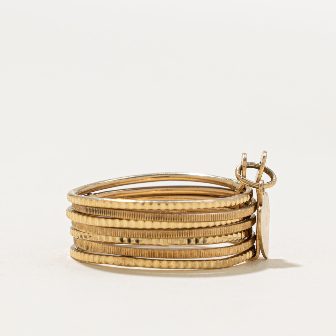 10k Yellow Gold Heart Charm Layered Band | 5.7mm | SZ 5.5