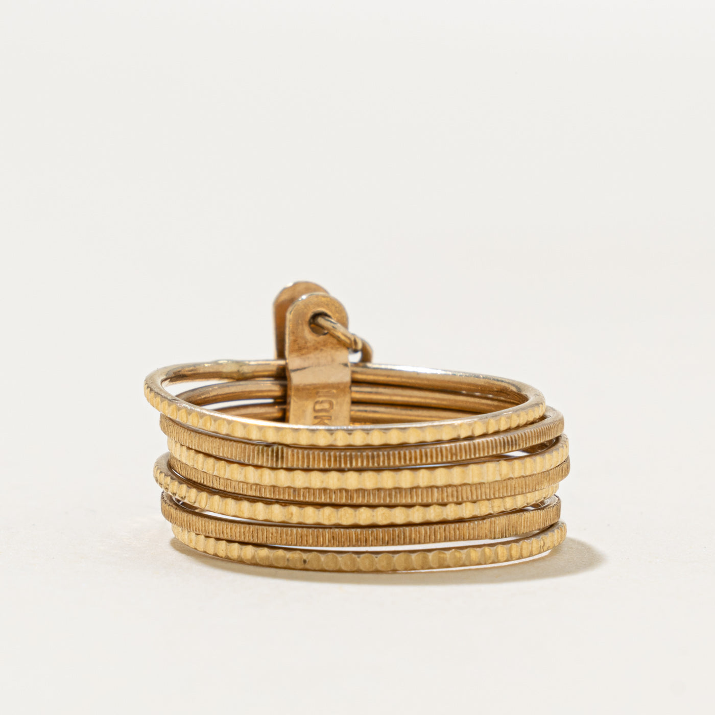 10k Yellow Gold Heart Charm Layered Band | 5.7mm | SZ 5.5