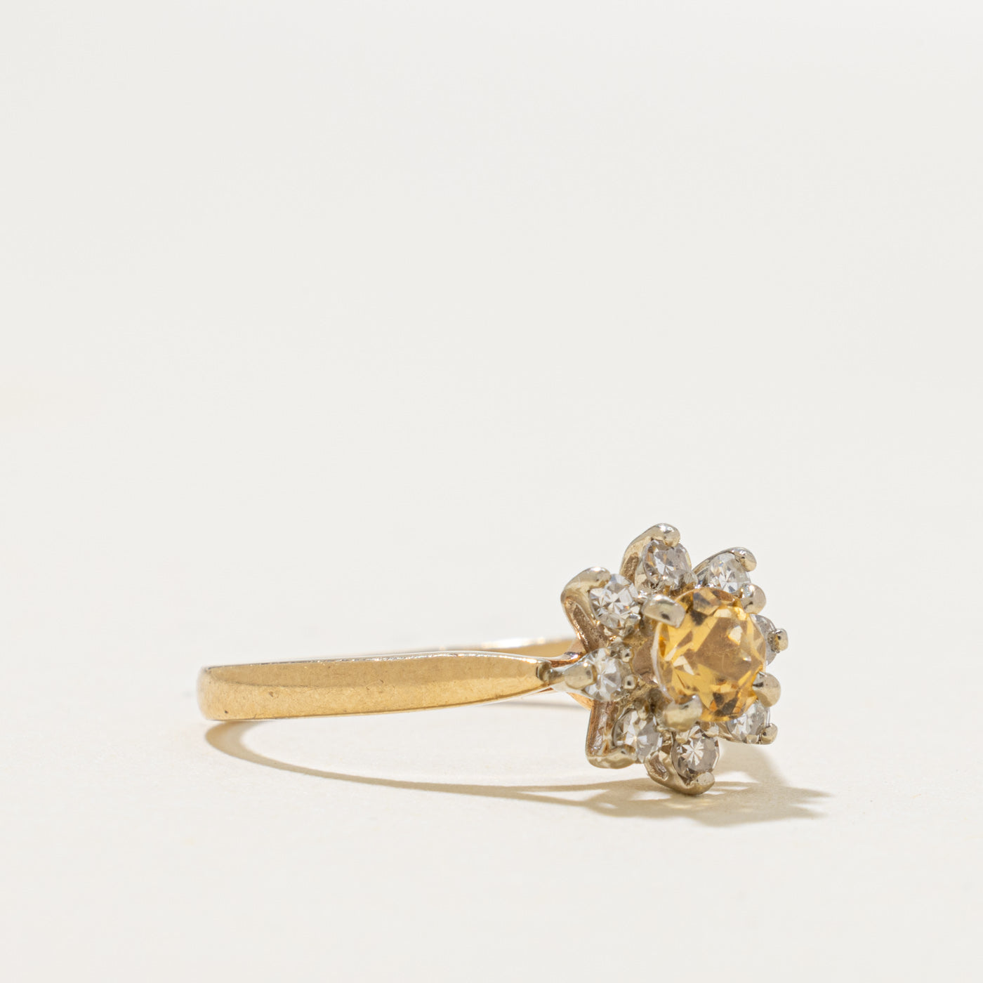 14k Topaz & Diamond Petal Halo Ring | 0.40ct, 0.16ctw | SZ 6.25