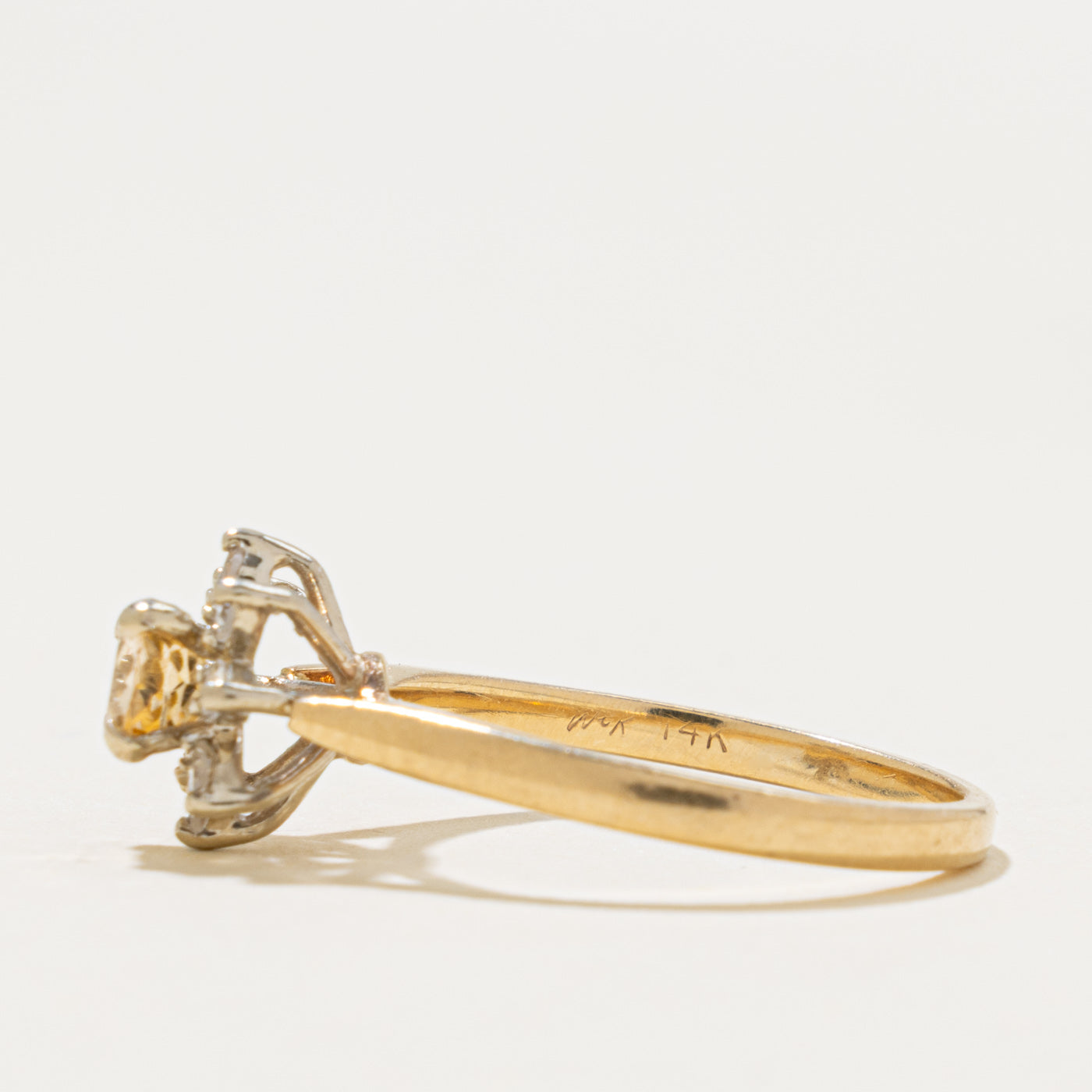 14k Topaz & Diamond Petal Halo Ring | 0.40ct, 0.16ctw | SZ 6.25