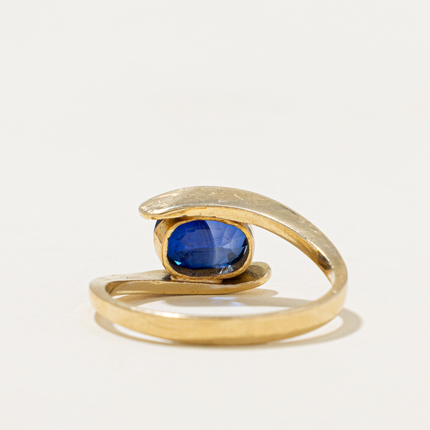 17k East West Synthetic Sapphire Bypass Ring | 2.70ct | SZ 9.25