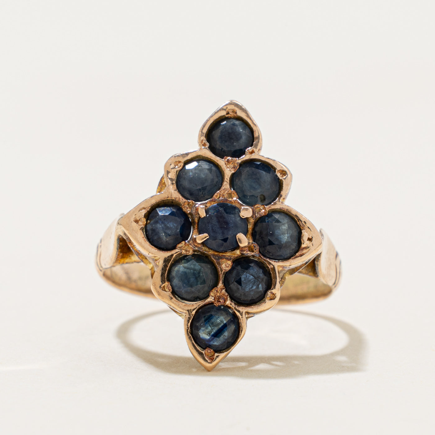 10k Sapphire Lozenge Cluster Ring | 1.80ct | SZ 5.75