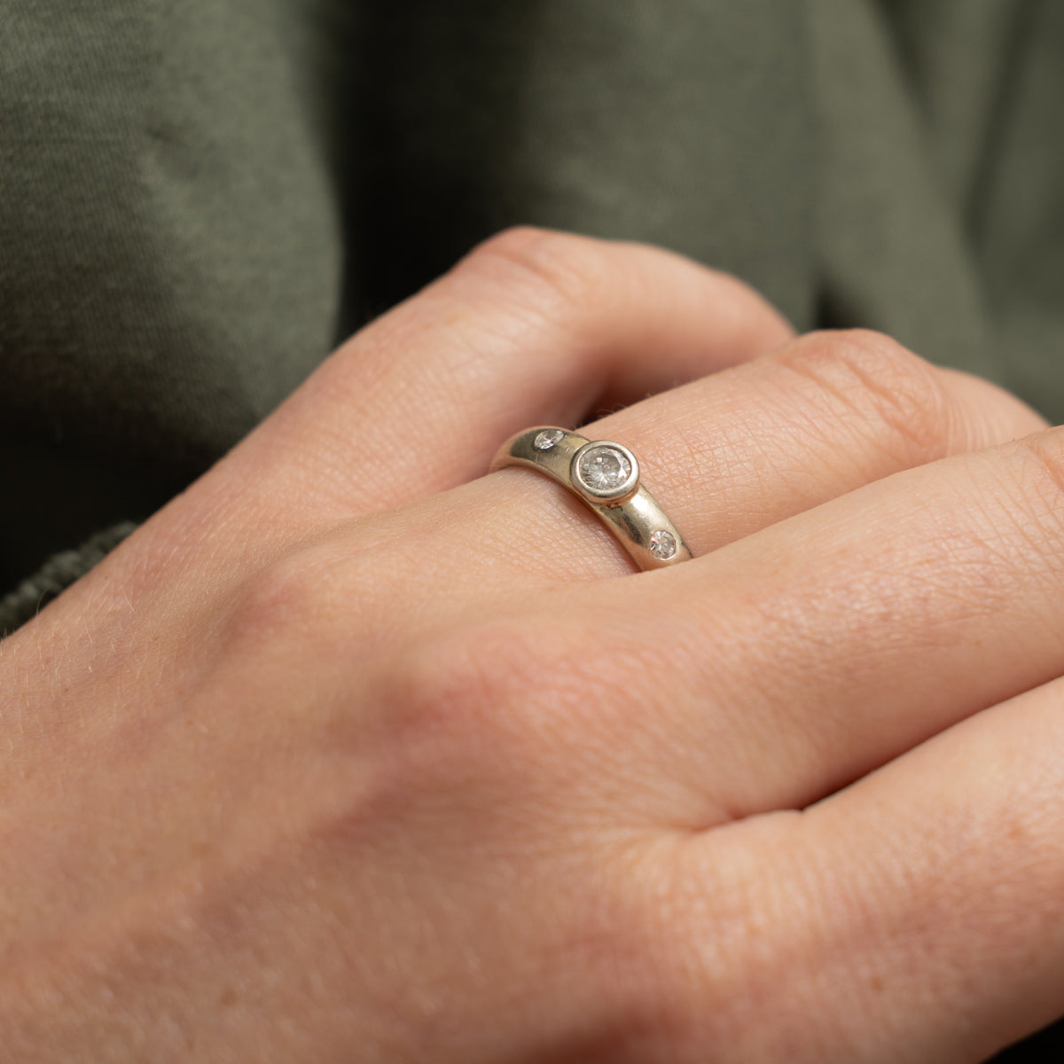 14k Bezel Set Diamond Accented Ring | 0.20ctw | SZ 7.25