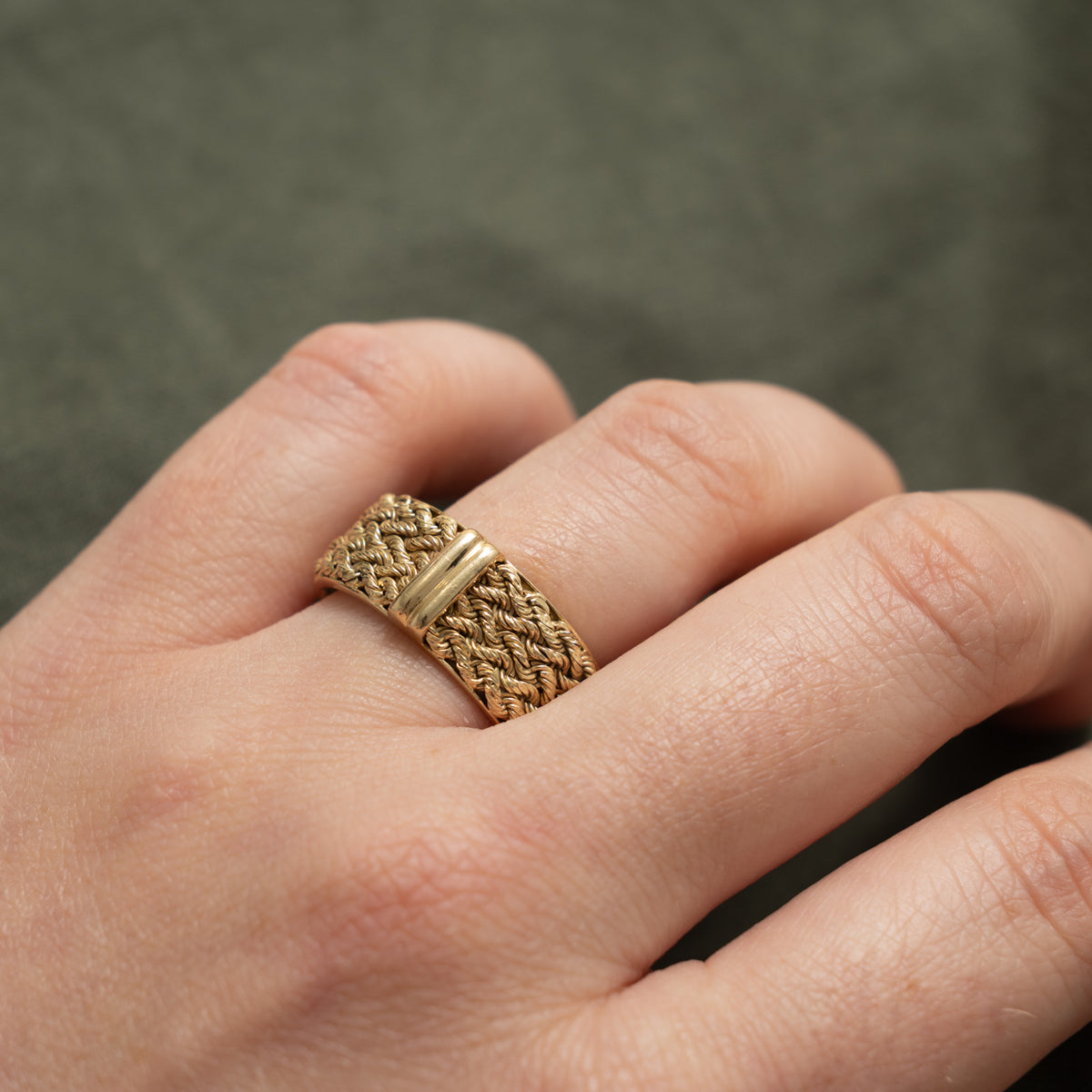 14k Yellow Gold Rope Woven Band | 9.00mm | SZ 8.25