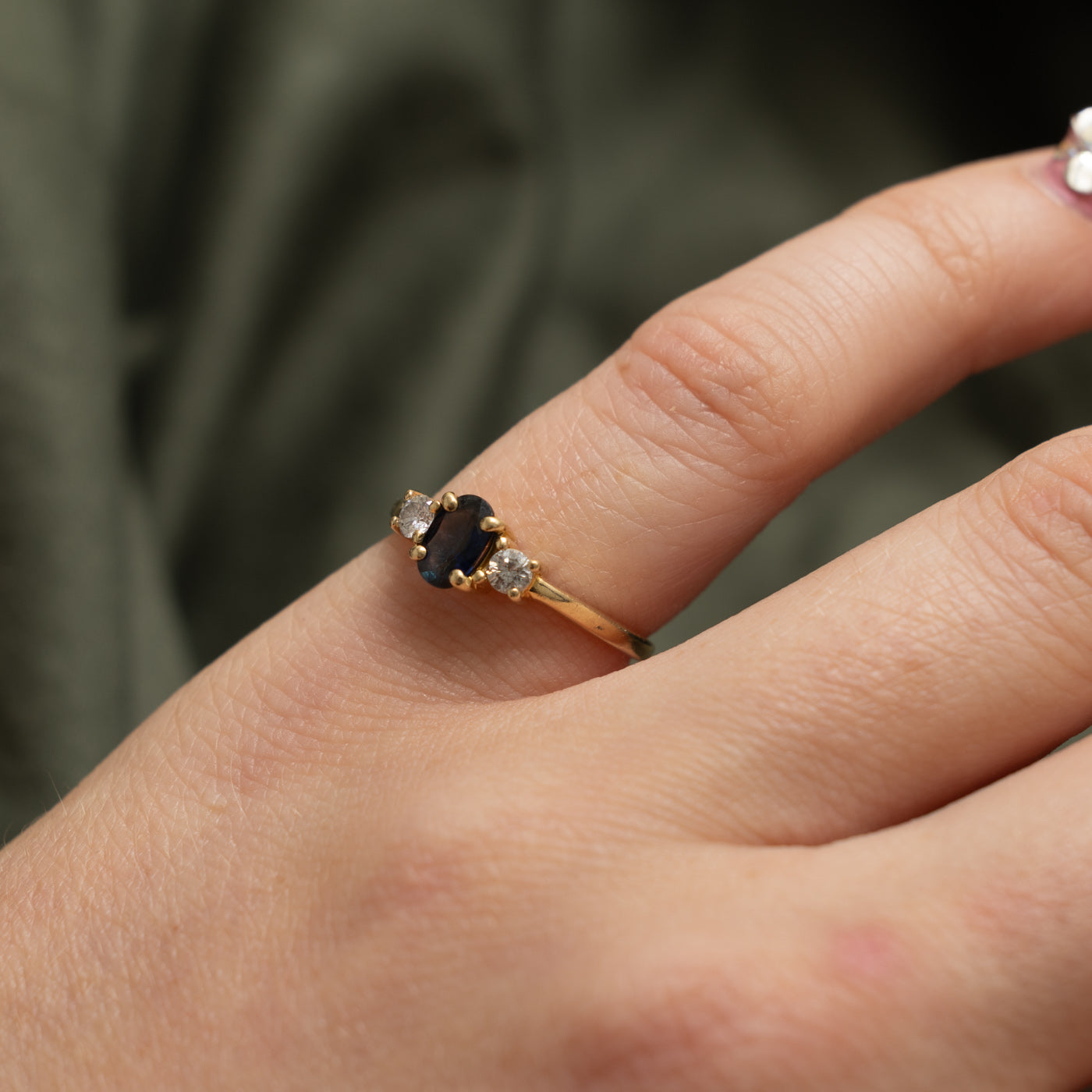 14k Three Stone Sapphire & Diamond Ring | 0.50ct, 0.14ctw | SZ 5