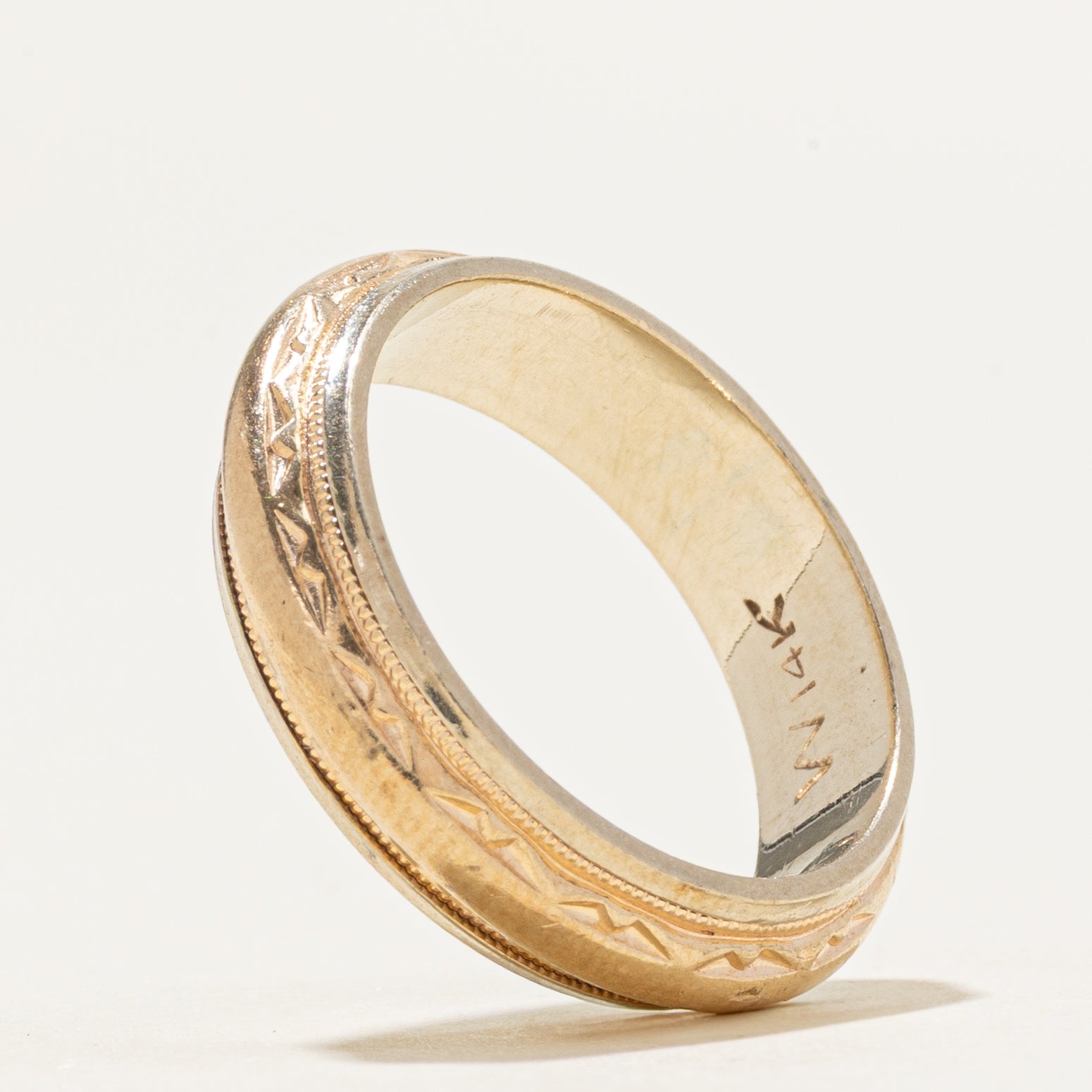 Vintage 14K Yellow Gold Textured Band | 5mm | SZ 5