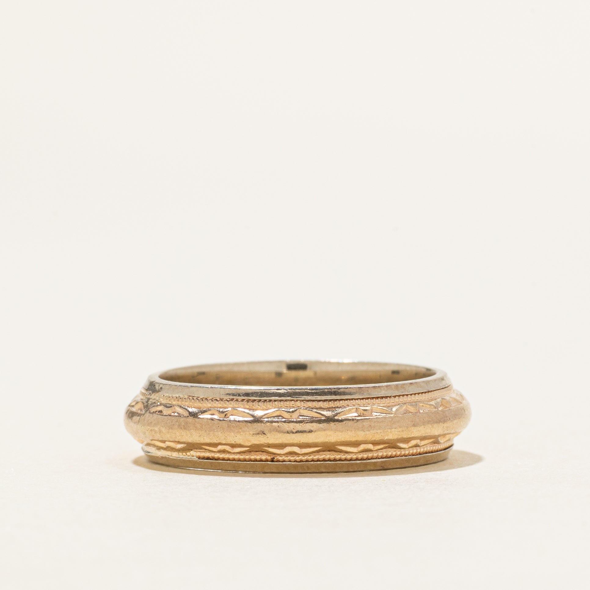 Vintage 14K Yellow Gold Textured Band | 5mm | SZ 5
