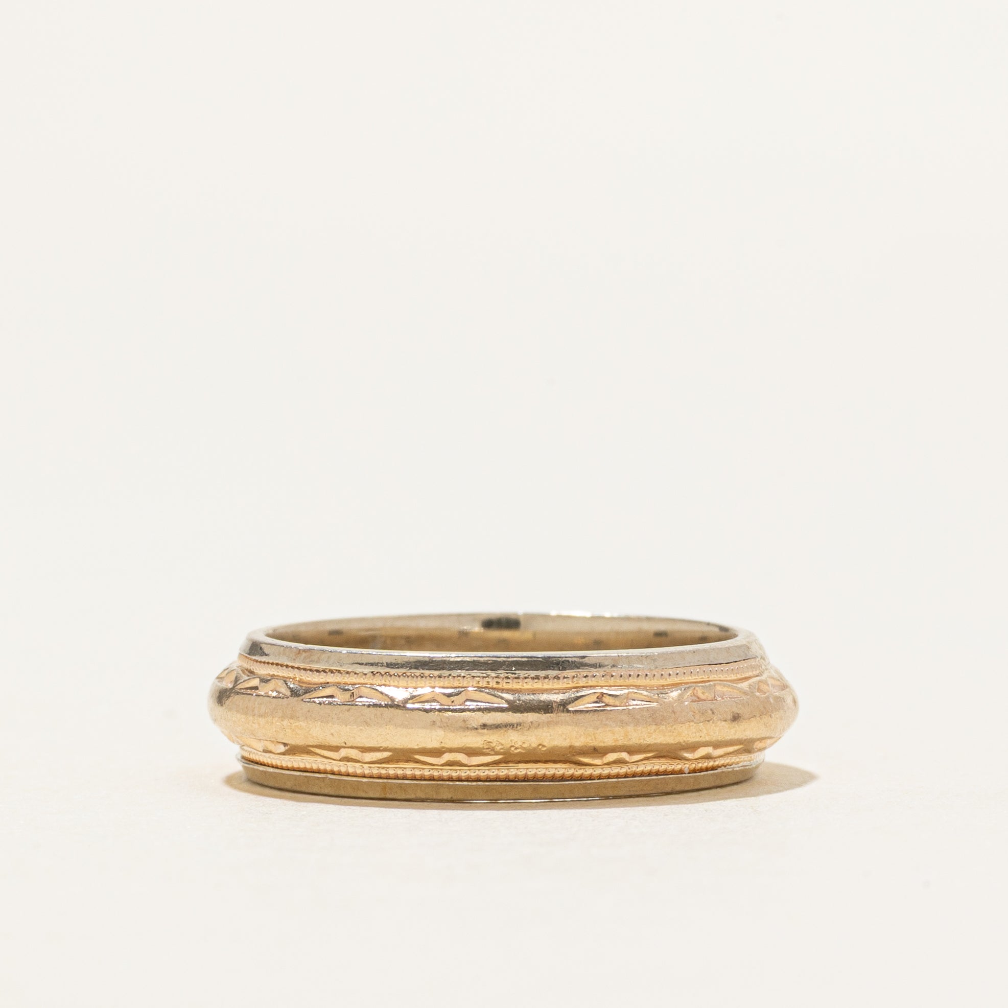 Vintage 14K Yellow Gold Textured Band | 5mm | SZ 5
