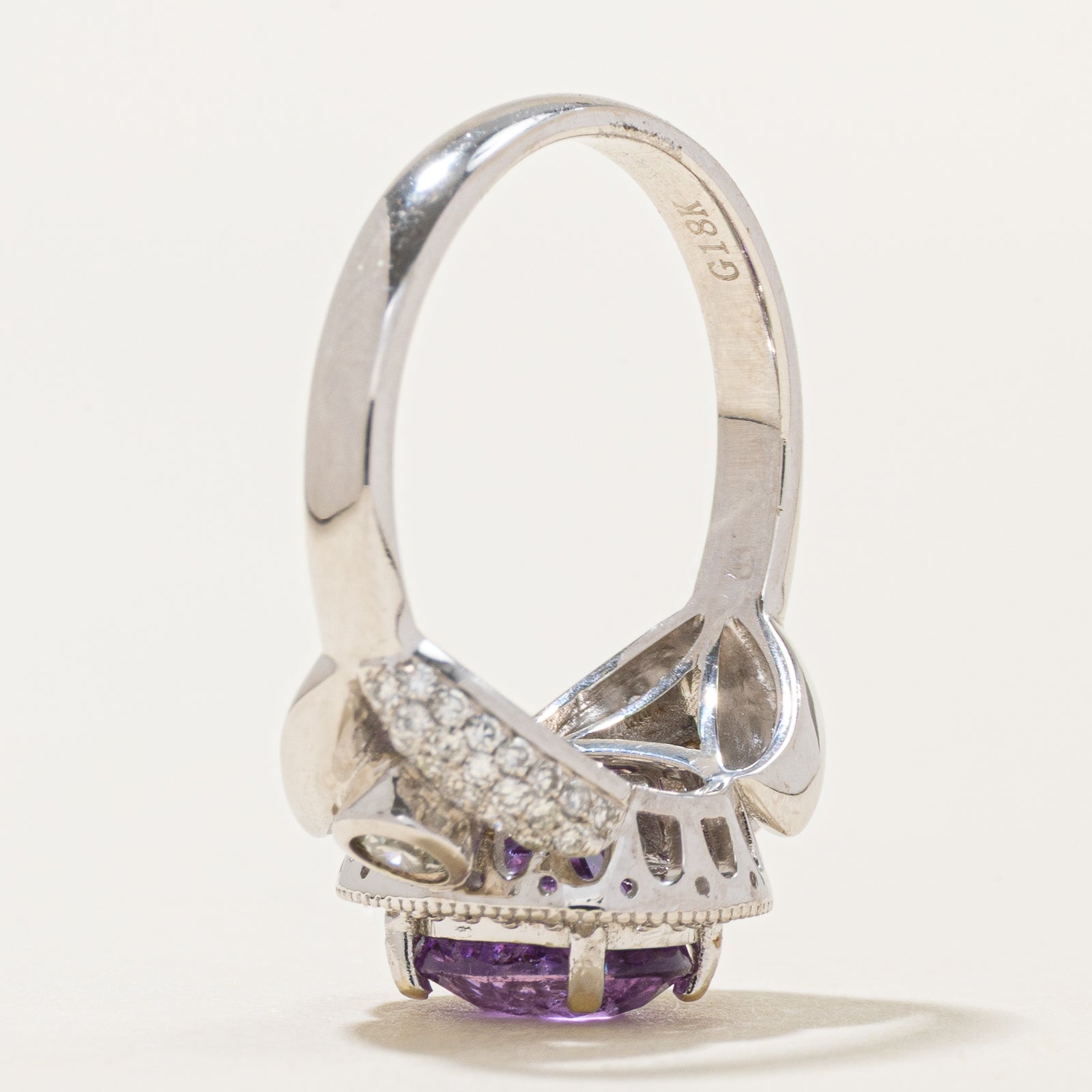 2ct+ Unheated Pinkish Purple Sapphire & Diamond Ring | 2.01ct | 0.34ctw | SZ 6.5