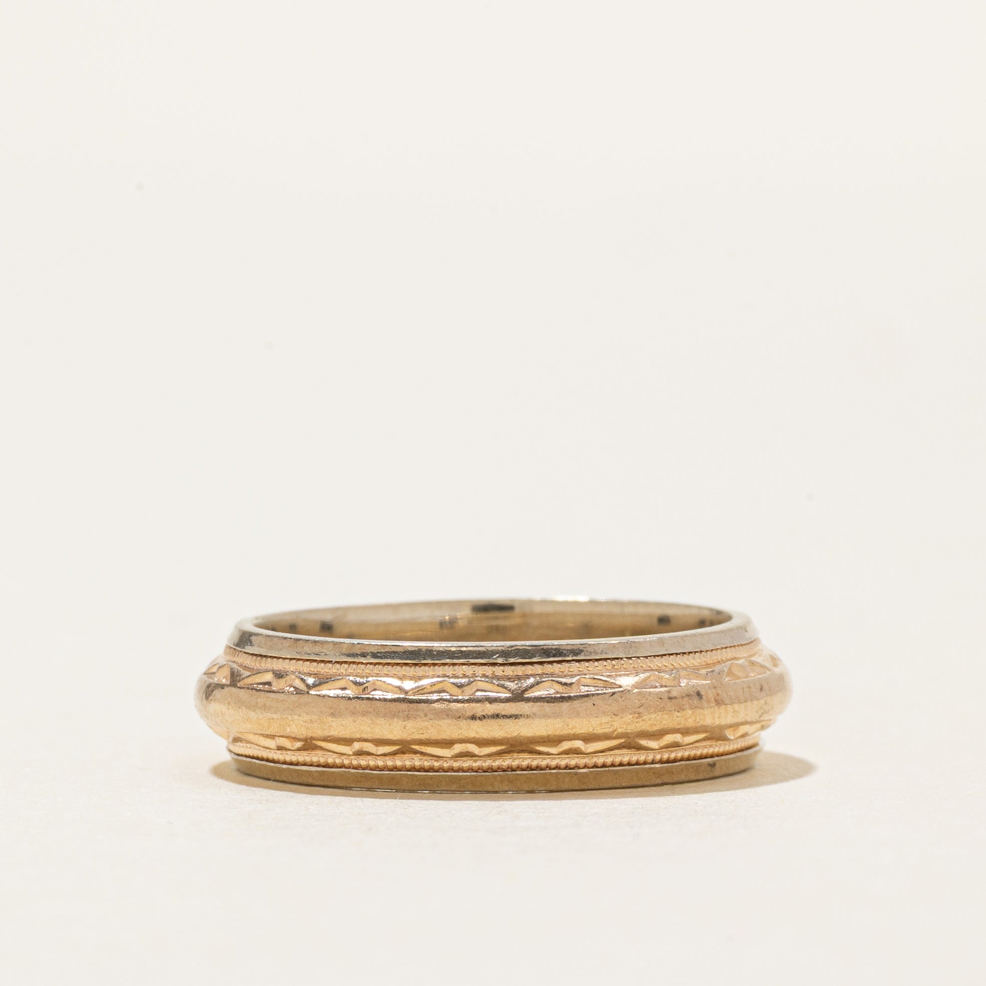 Vintage 14K Yellow Gold Textured Band | 5mm | SZ 5