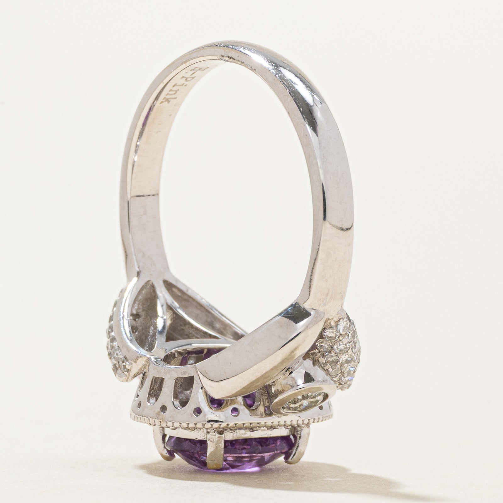 2ct+ Unheated Pinkish Purple Sapphire & Diamond Ring | 2.01ct | 0.34ctw | SZ 6.5