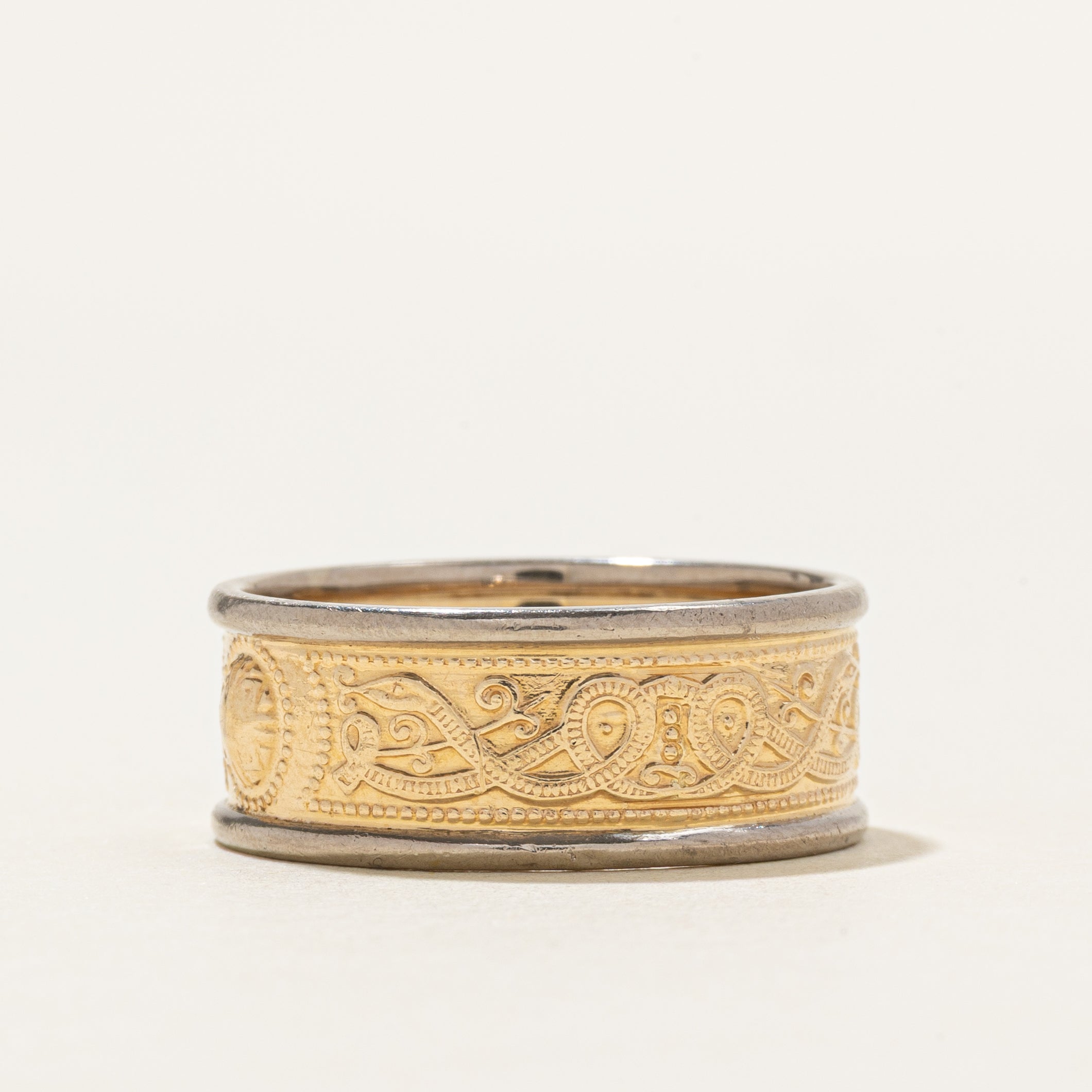 2000 Dublin 14k Patterned Gold Band | 8.75mm | SZ 9.75