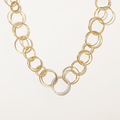 'Birks Cavelti' 18k Diamond Textured Circle Necklace | 0.33ctw
