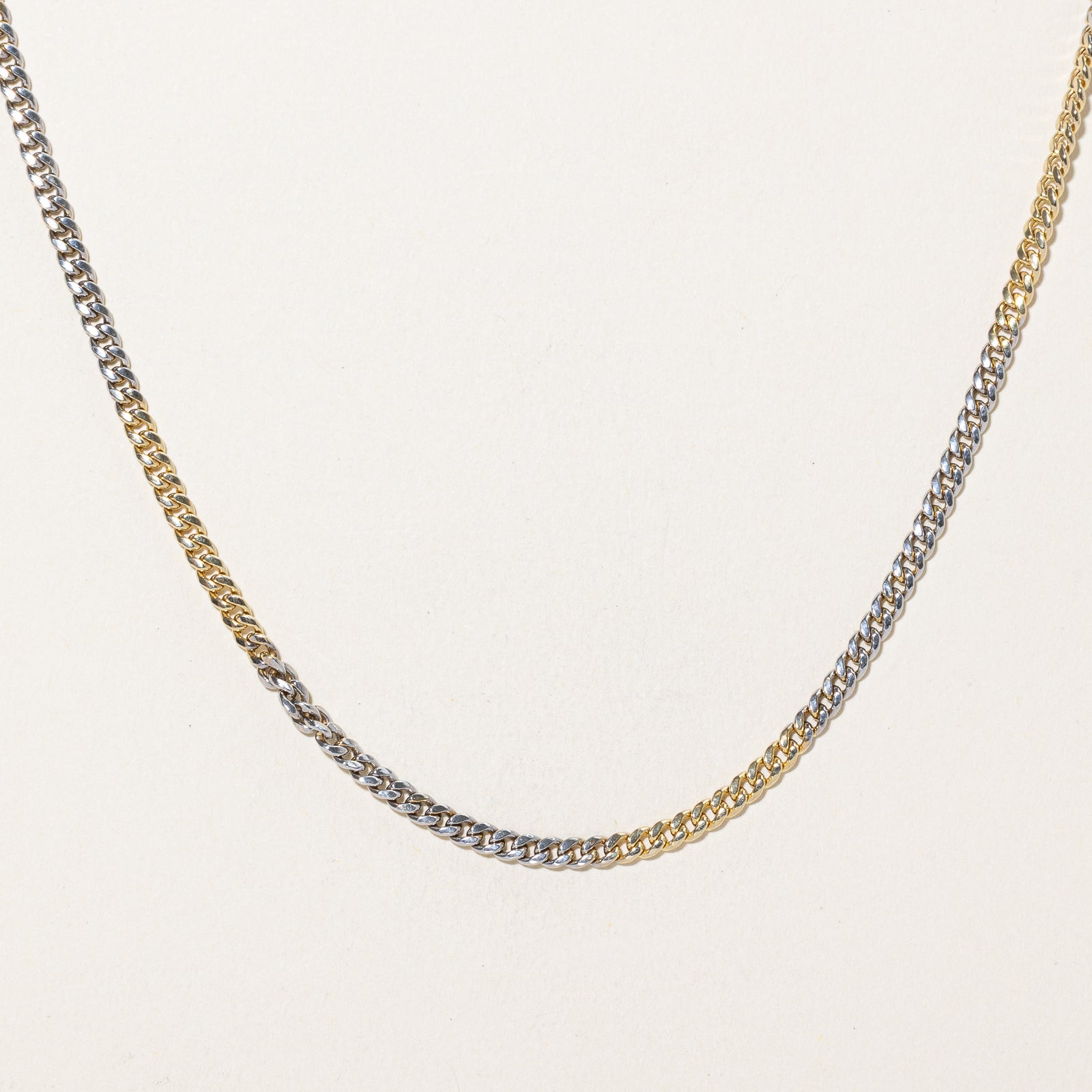 10k Two Tone Gold Curb Link Chain | 20"