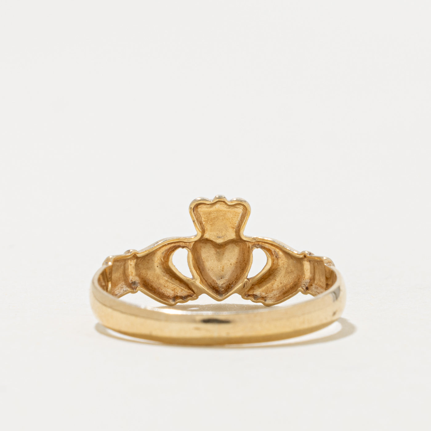 9k Yellow Gold Claddagh Ring | SZ 8.75