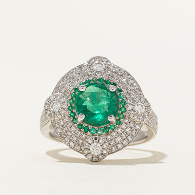 GRS Mariposa Colombian Emerald & Diamond Ring | 1.31ctw | 0.84ctw | SZ 6.5