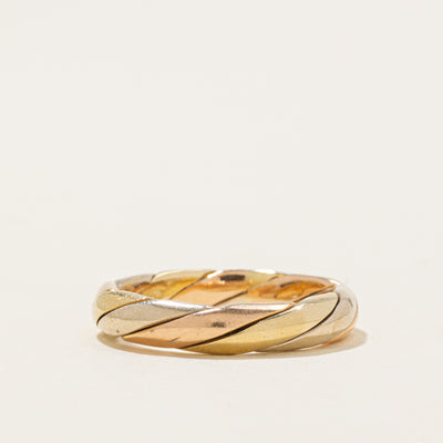 Italian 18K Woven Tri-Tone Gold Band | 4mm | SZ 6.25