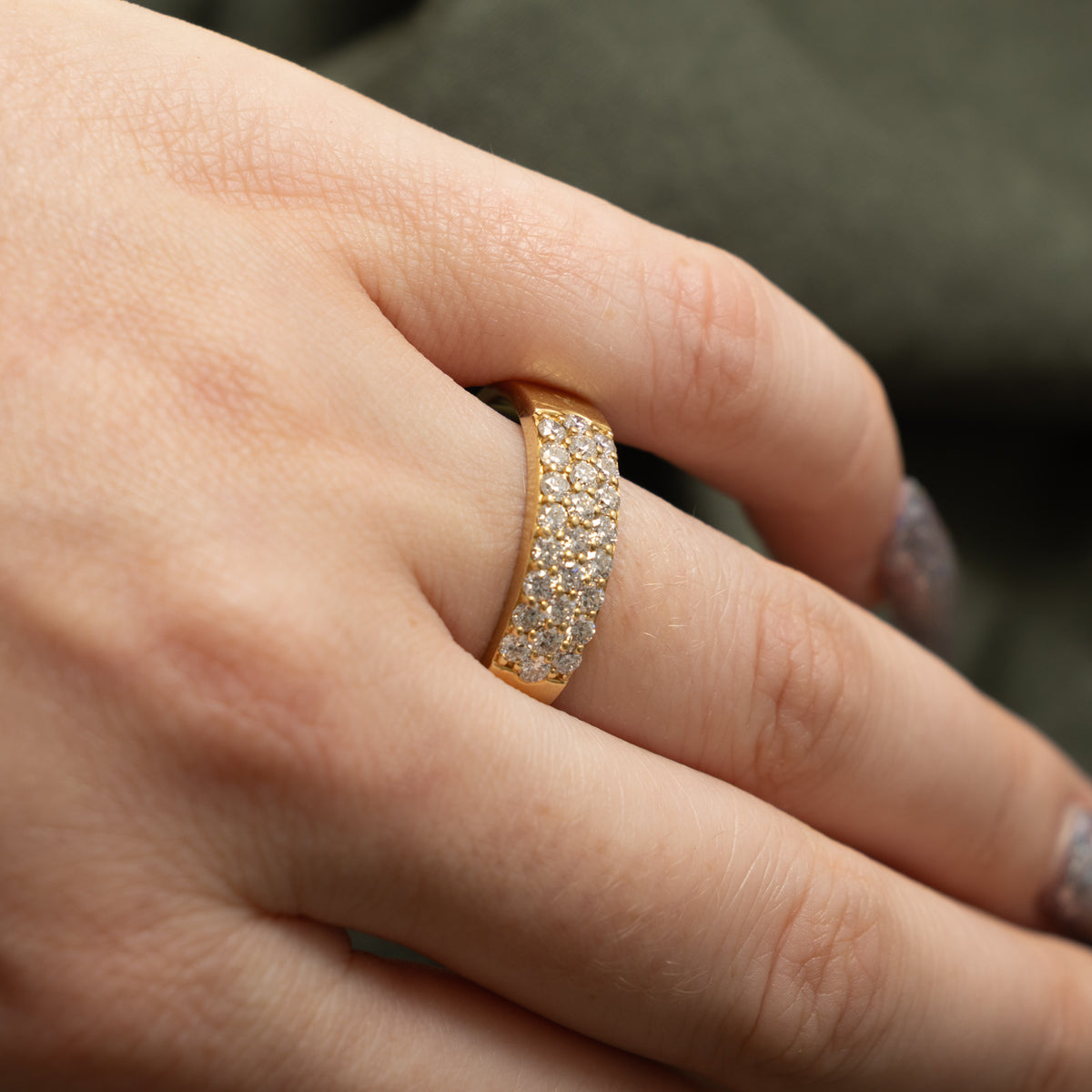 18k Pavé Set Multi Row Diamond Band | 1.00ctw | 6.15mm | SZ 11.5