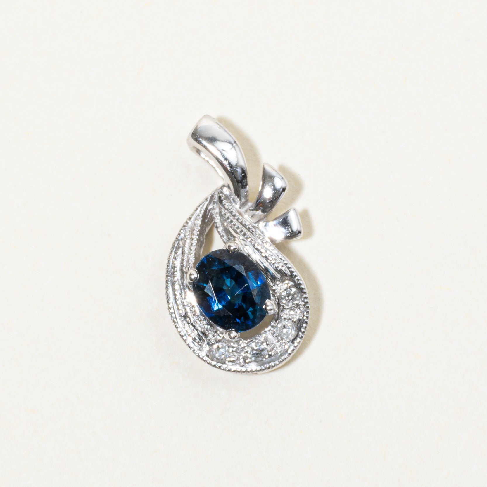 Sapphire & Diamond Pear Shaped Pendant | 0.52ct, 0.02ctw