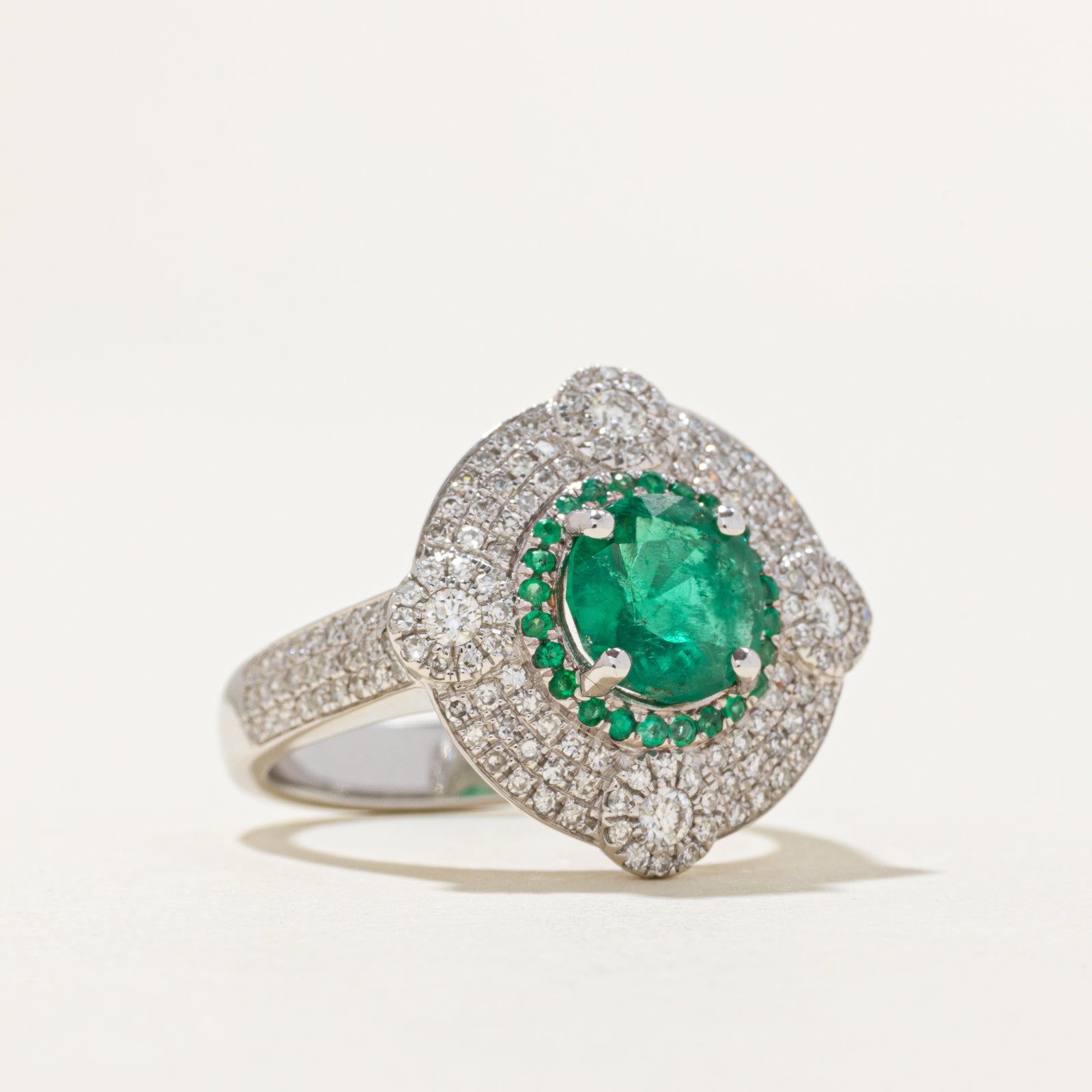 GRS Mariposa Colombian Emerald & Diamond Ring | 1.31ctw | 0.84ctw | SZ 6.5