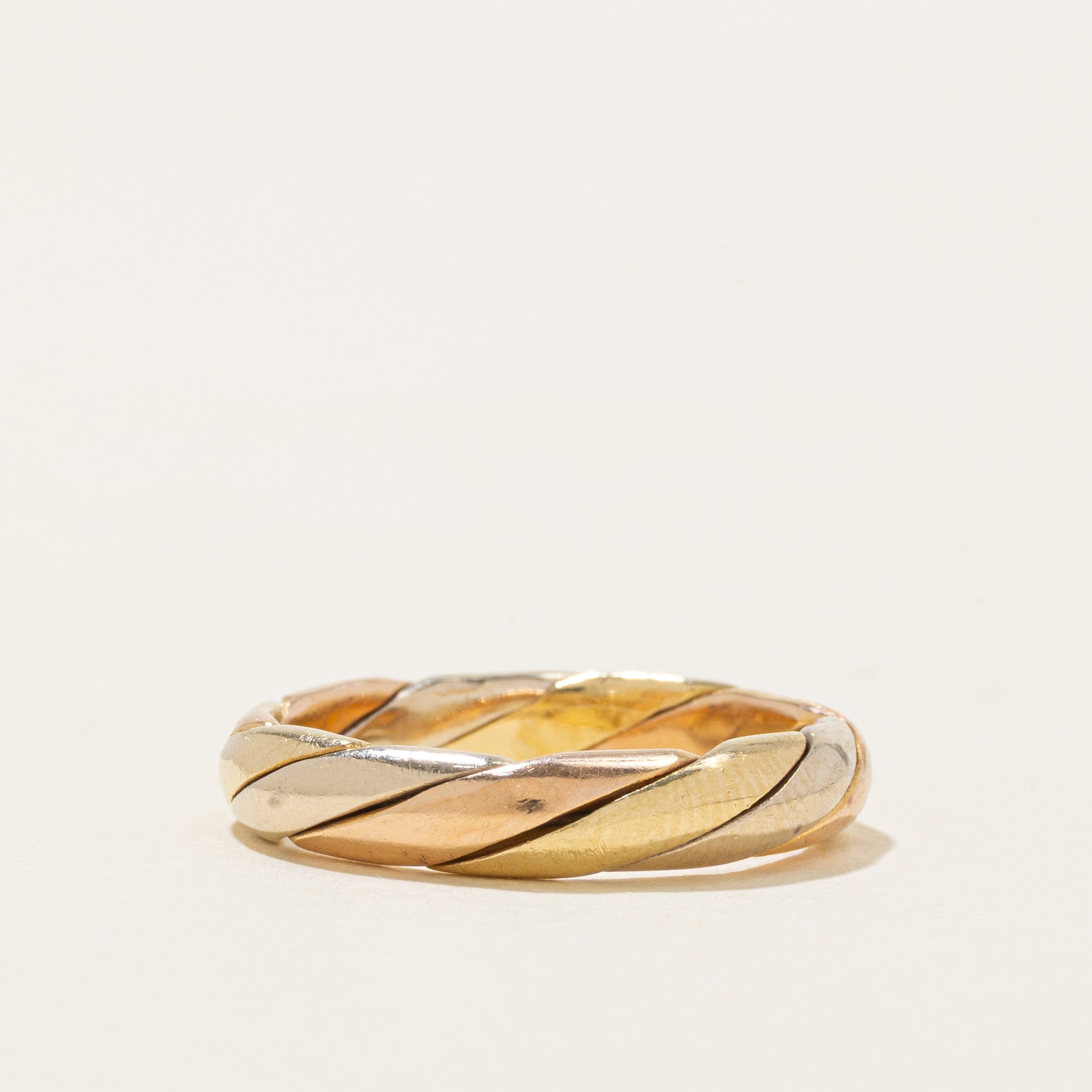 Italian 18K Woven Tri-Tone Gold Band | 4mm | SZ 6.25