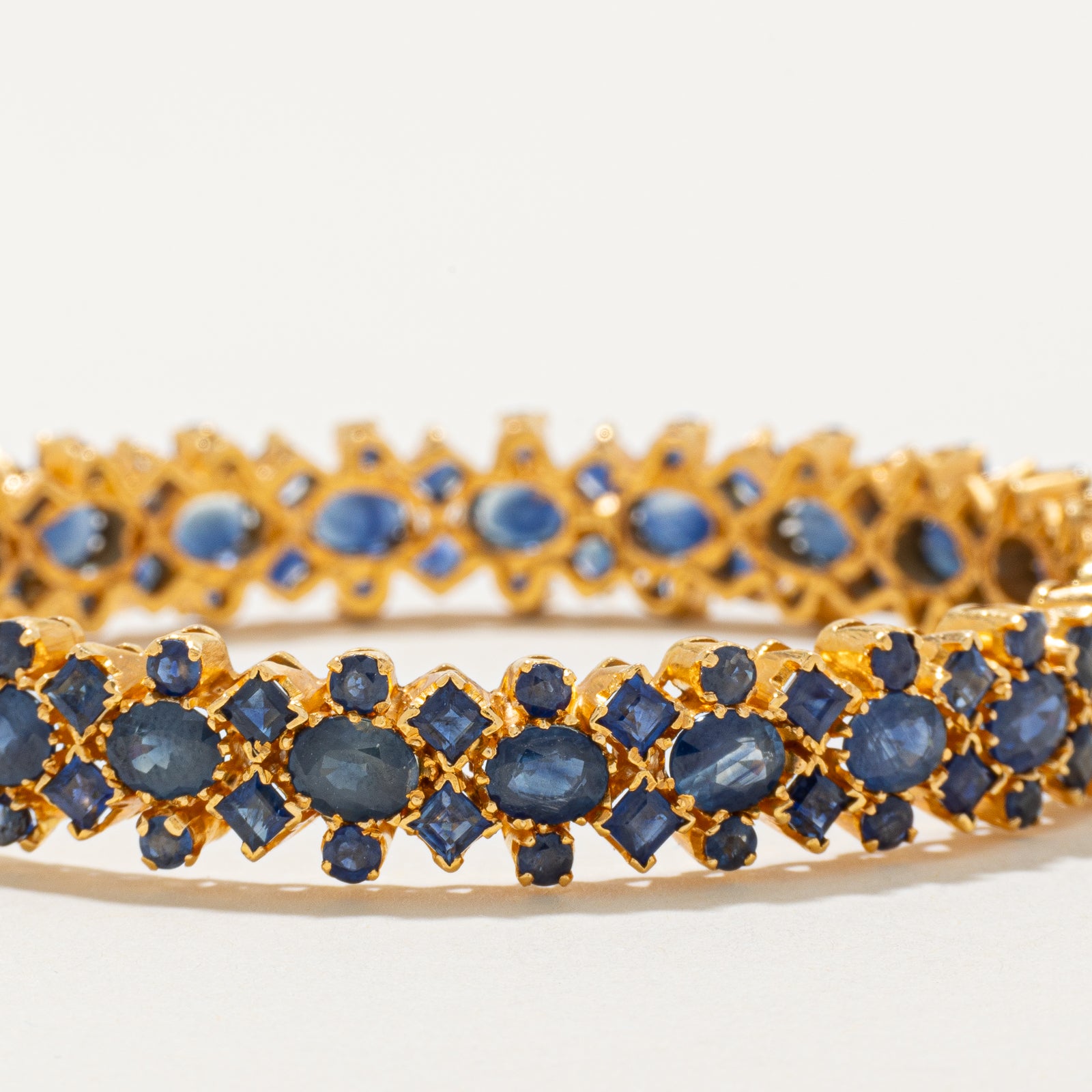 16ctw+ Unheated Sapphire Cluster Bangle  | 16.48ctw | 7"