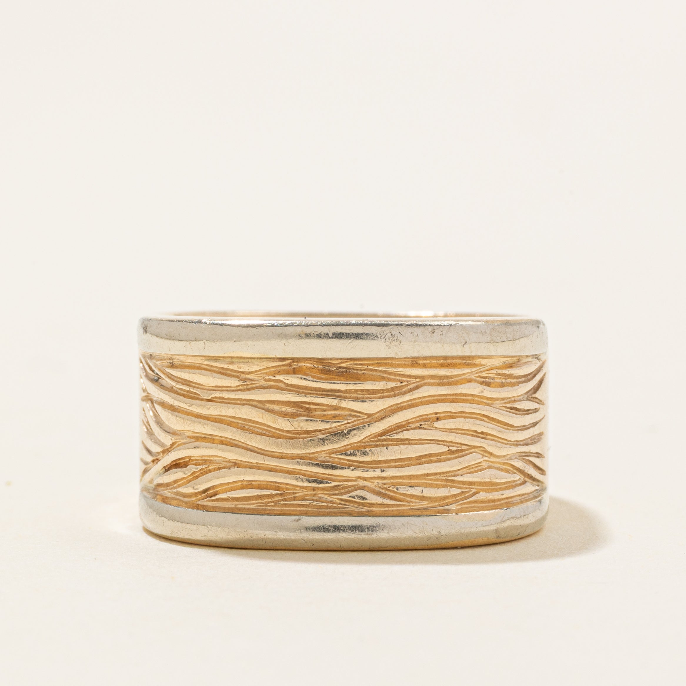 10K Yellow Gold Textured Soft Square Band | SZ 9.5