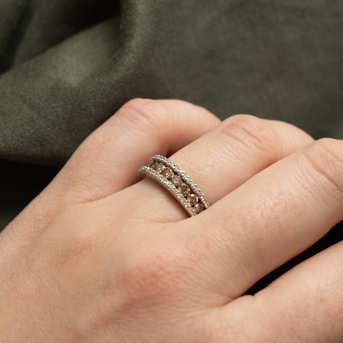 14k Multi Row Brown Diamond Band | 0.88ctw | 5.5mm | SZ 6