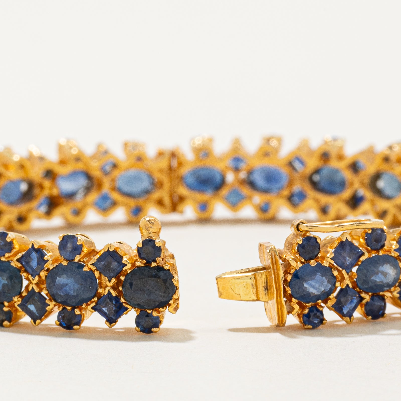 16ctw+ Unheated Sapphire Cluster Bangle  | 16.48ctw | 7"