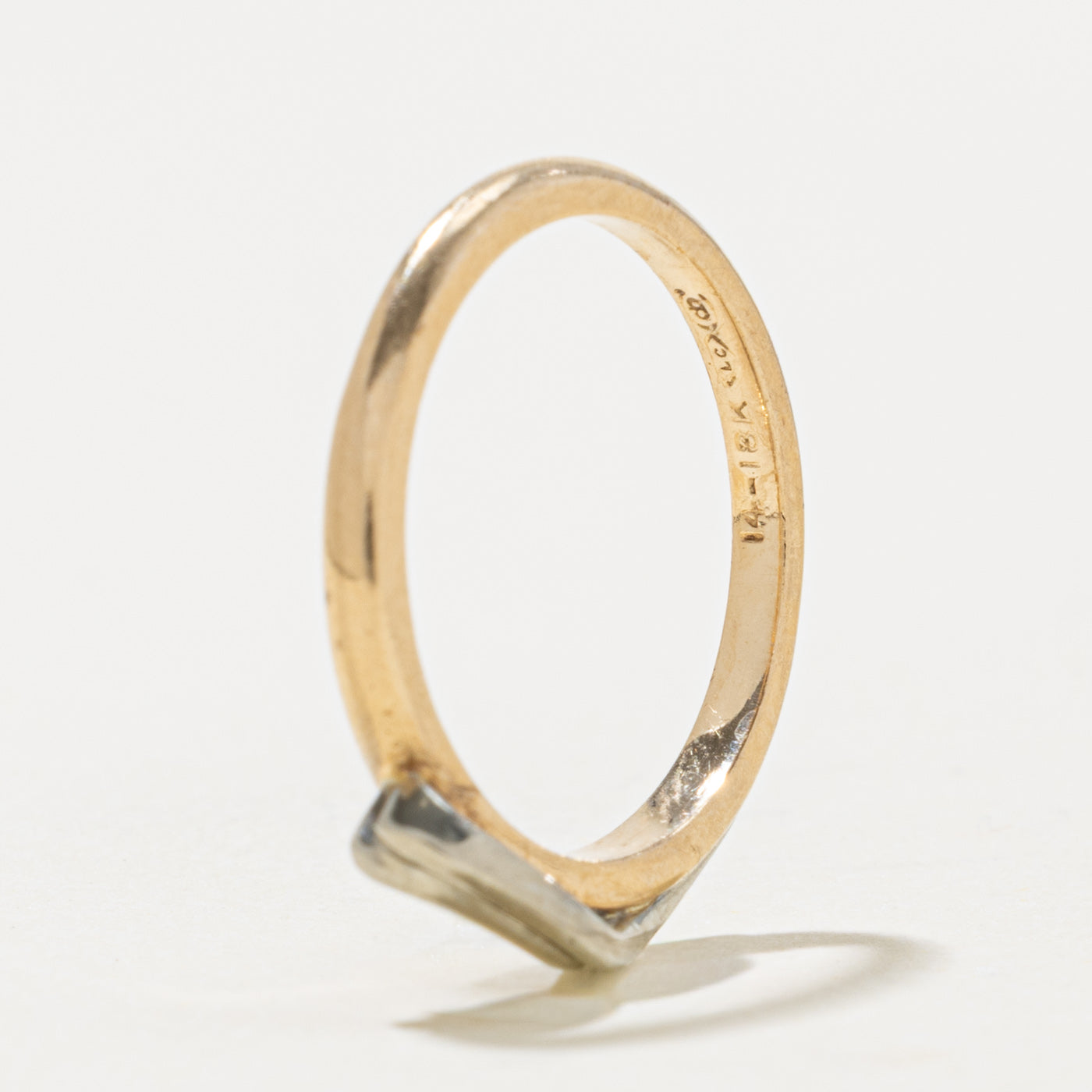 Vintage Canadian Yellow & White Gold Wave Crossover Ring | SZ 6