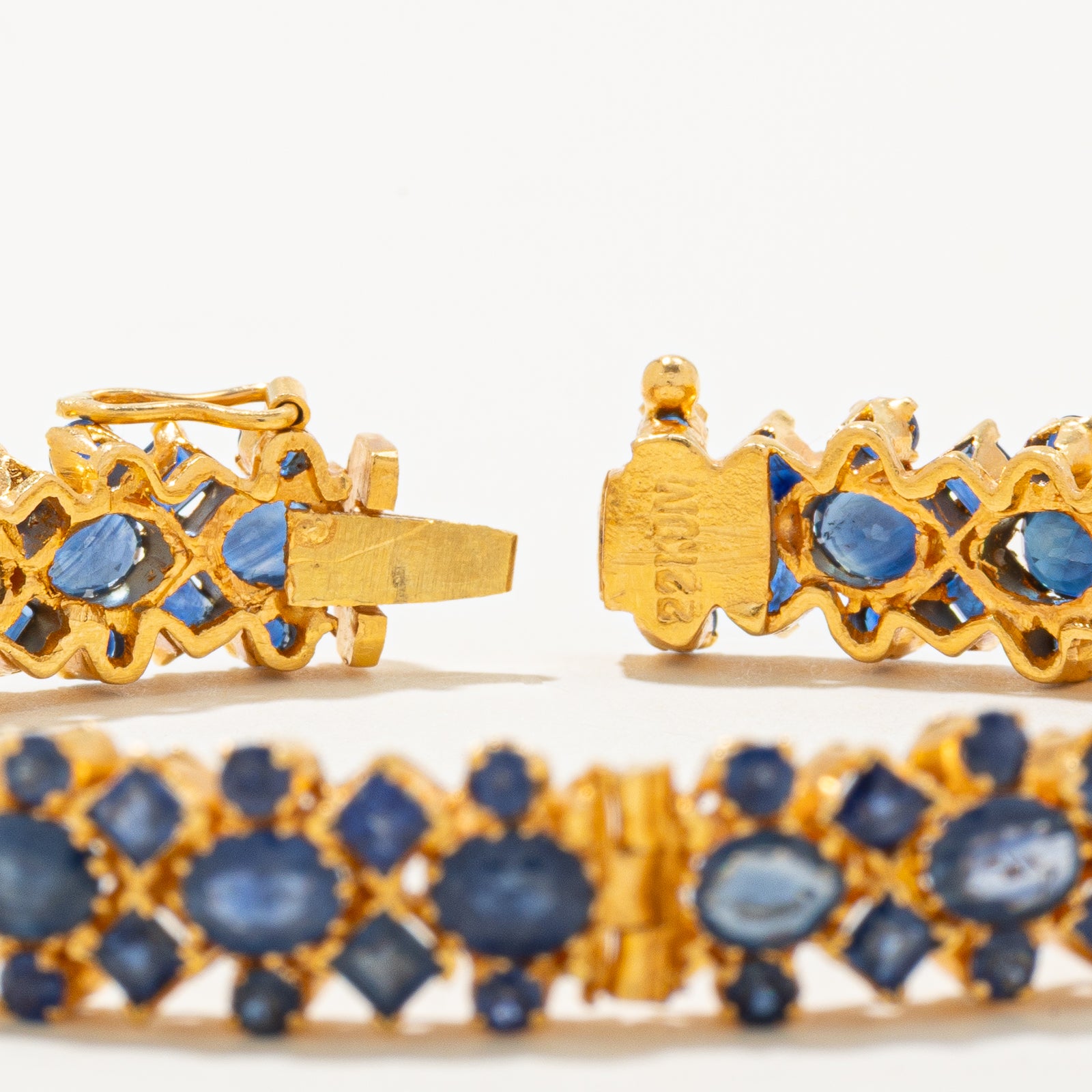 16ctw+ Unheated Sapphire Cluster Bangle  | 16.48ctw | 7"
