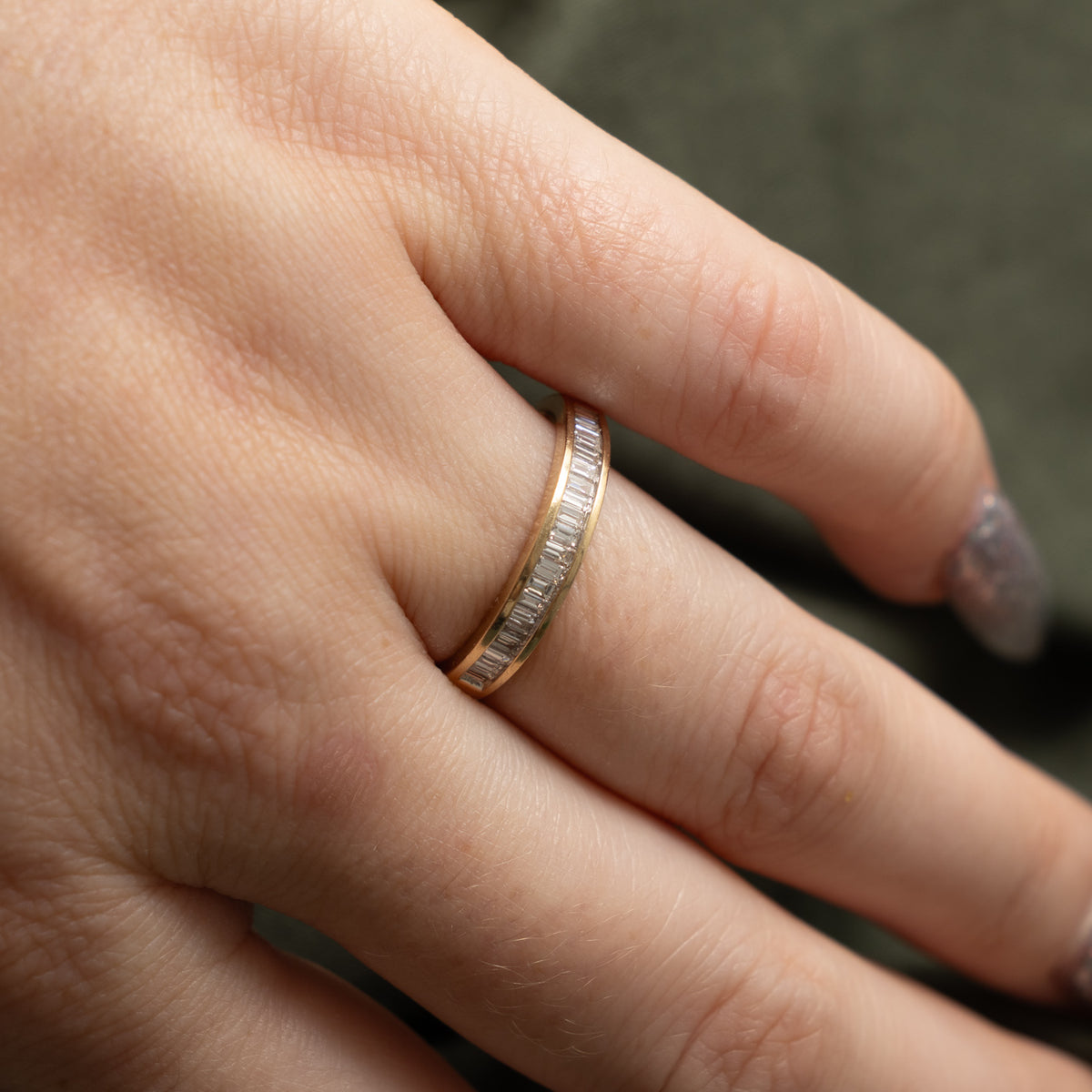 14k Semi Eternity Baguette Cut Diamond Band | 0.33ctw | 3.45mm | SZ 6.75
