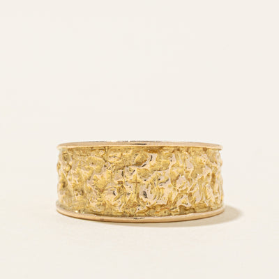 14K Textured Yellow Gold Tapered Band | SZ 6